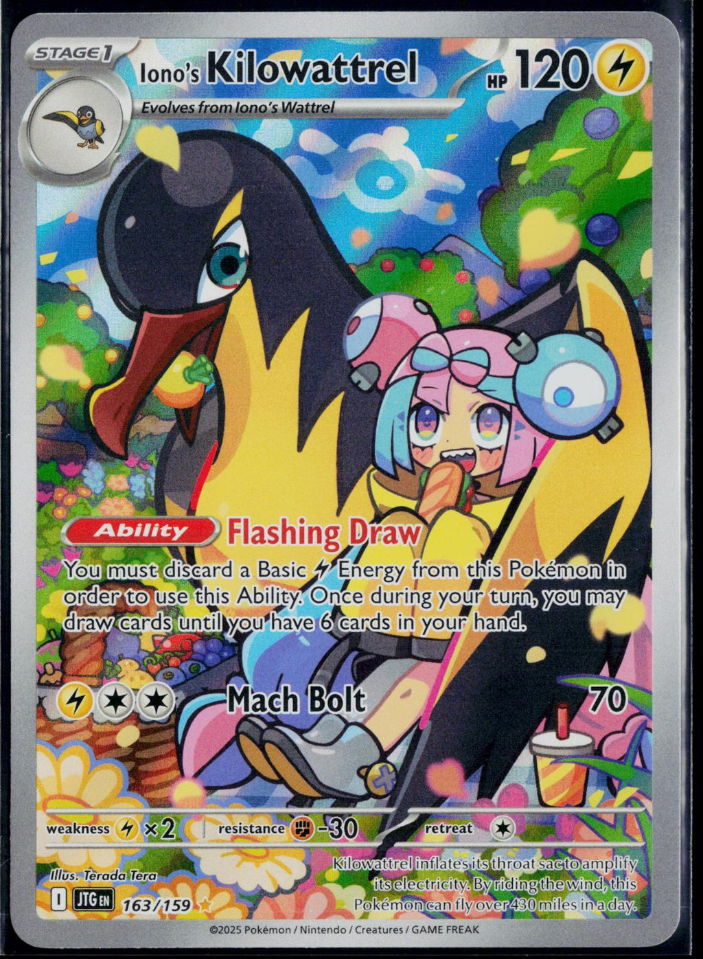 IONO'S KILOWATTREL 163/159 POKEMON JOURNEY TOGETHER ILLUSTRATION RARE HOLO NM