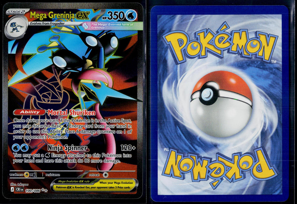 MEGA GRENINJA EX 100/086 POKEMON CHAOS RISING ULTRA RARE HOLO NM