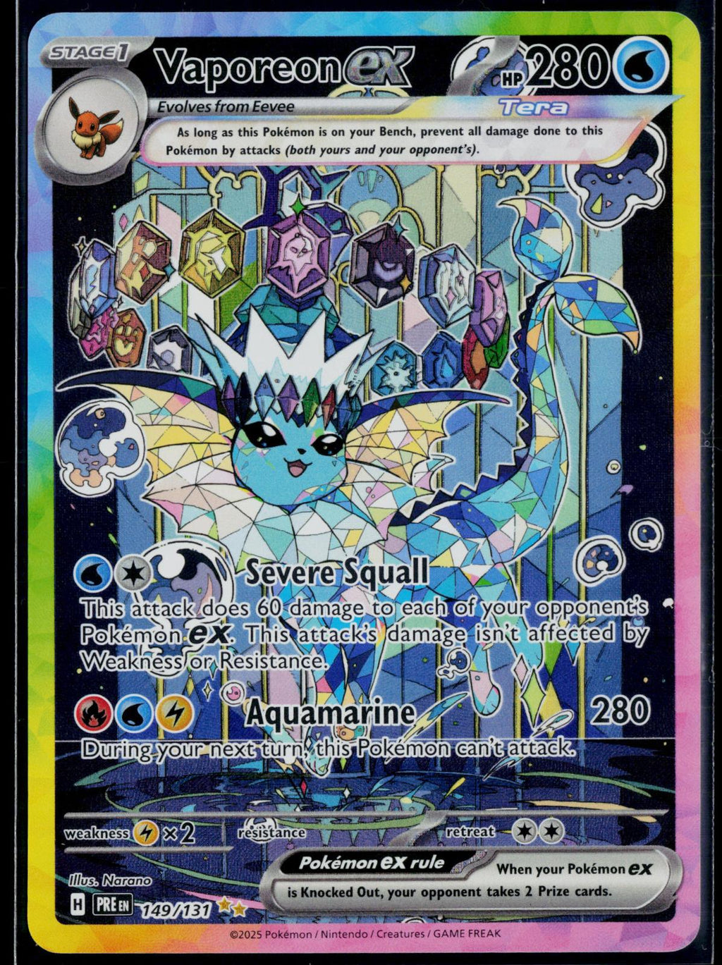 VAPOREON EX 149/131 POKEMON PRISMATIC EVOLUTIONS HOLO NM