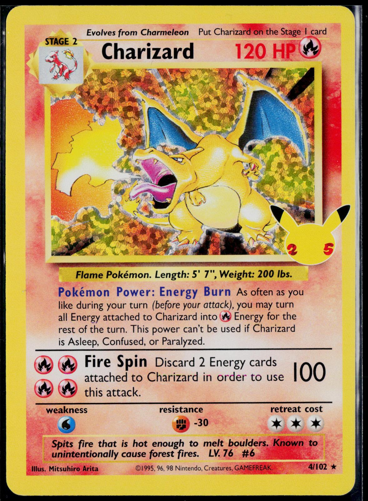 CHARIZARD 4/102 POKEMON CELEBRATIONS: CLASSIC COLLECTION HOLO NM