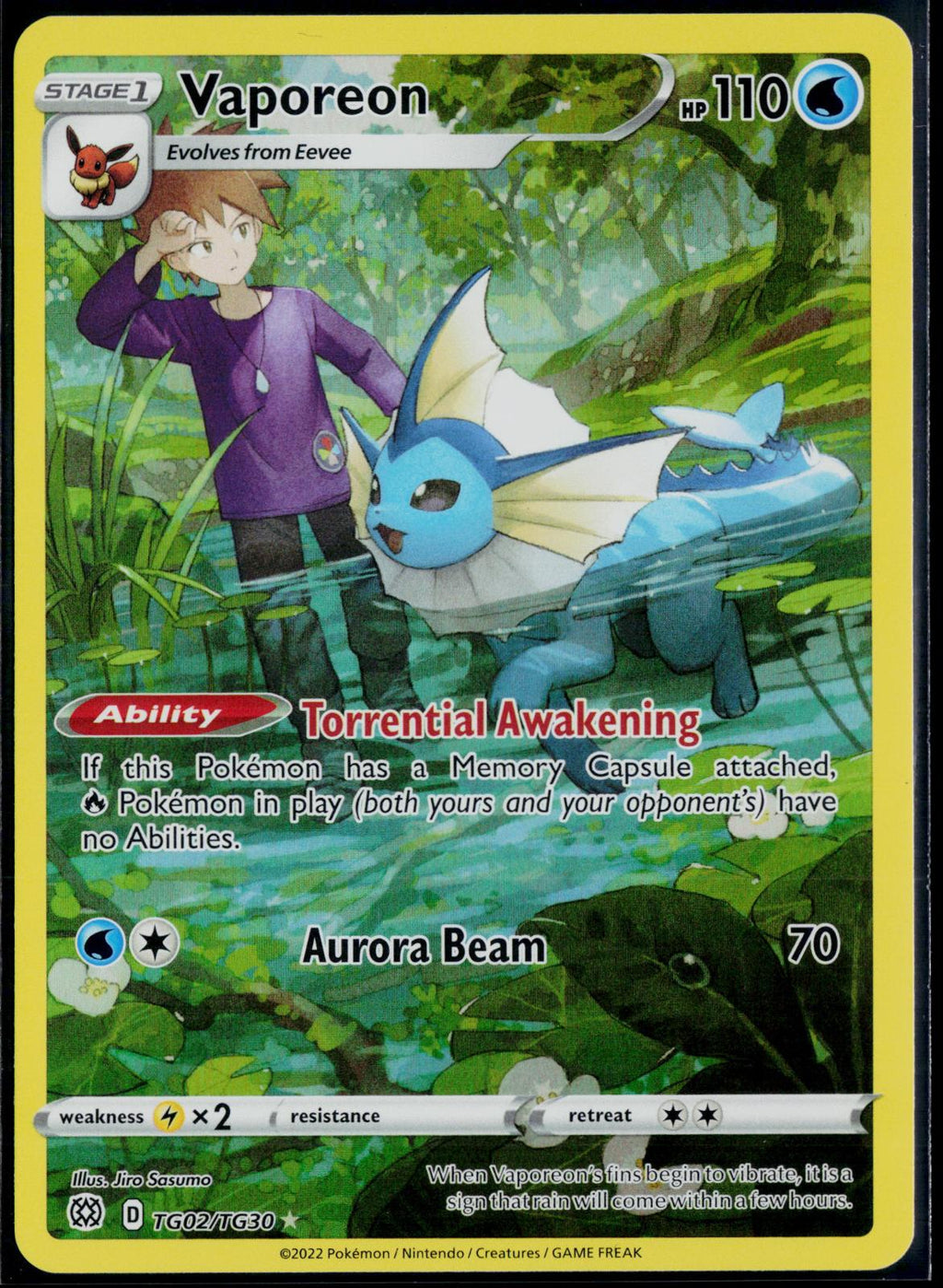 VAPOREON TG02/TG30 POKEMON BRILLIANT STARS TRAINER GALLERY HOLO NM