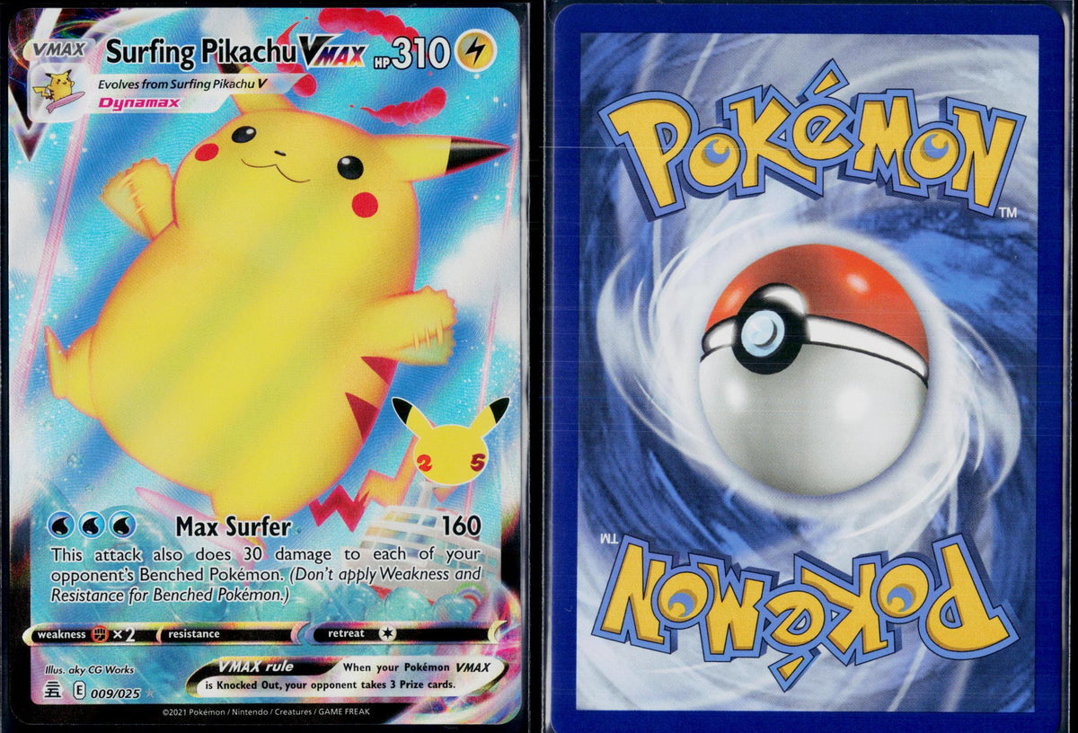 SURFING PIKACHU VMAX 009/025 POKEMON CELEBRATIONS HOLO VMAX RARE NM
