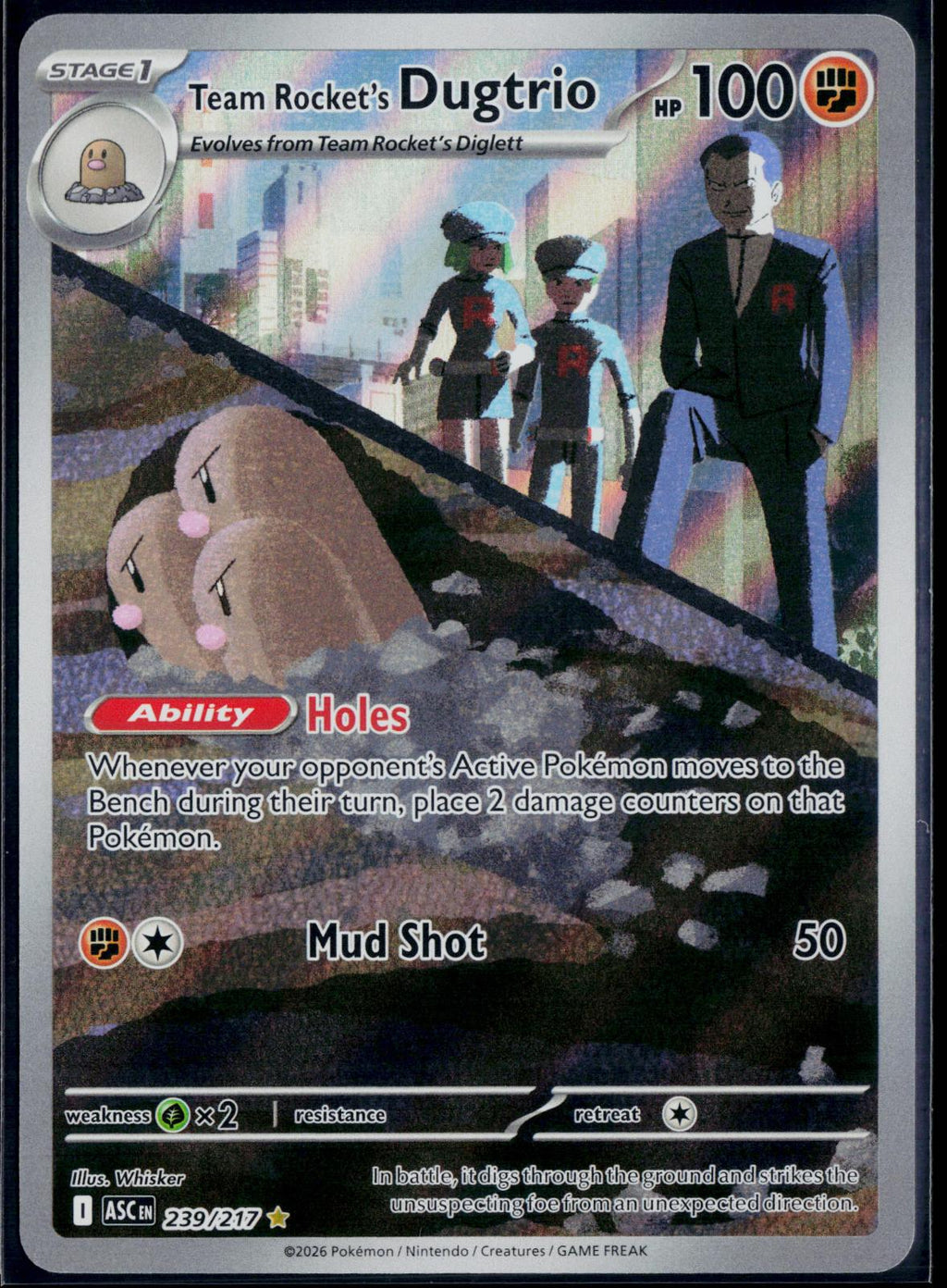 TEAM ROCKET'S DUGTRIO 239/217 POKEMON ASCENDED HEROES ILLUSTRATION RARE NM
