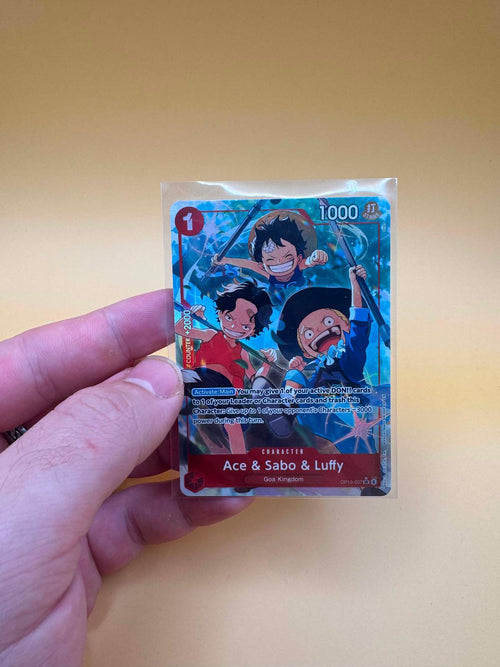 ACE & SABO & LUFFY (ALTERNATE ART) OP13-007 ONE PIECE CARRYING ON HIS WILL SR NM