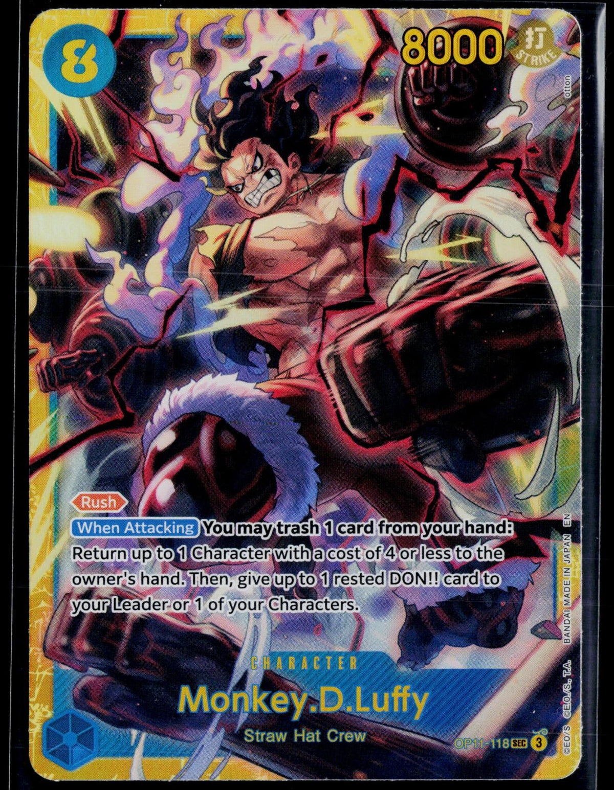 MONKEY.D.LUFFY (118) OP11-118 ONE PIECE A FIST OF DIVINE SPEED SEC FOIL NM
