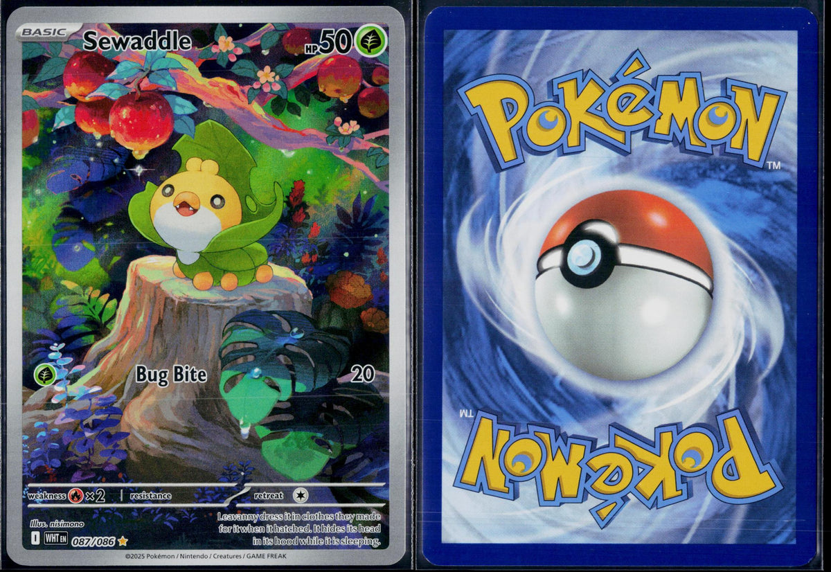 SEWADDLE 087/086 POKEMON WHITE FLARE ILLUSTRATION RARE HOLO NM