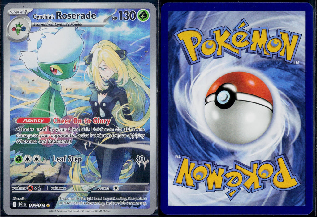 CYNTHIA'S ROSERADE 184/182 POKEMON DESTINED RIVALS ILLUSTRATION RARE HOLO NM