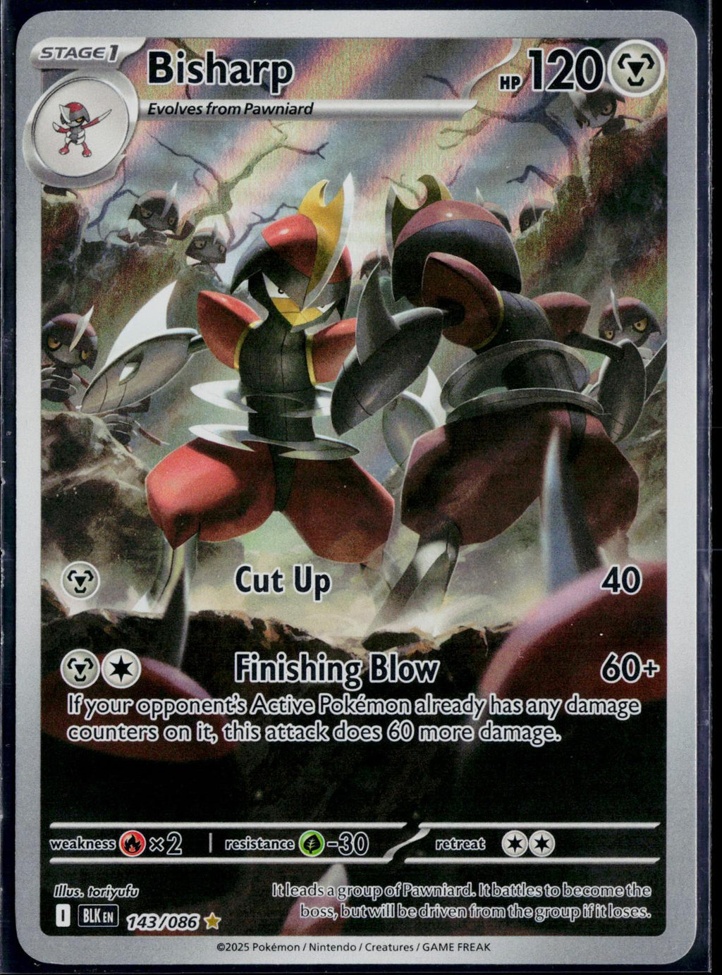 BISHARP 143/086 🐬 POKEMON BLACK BOLT HOLO IR ☀️ NM/M 🌴