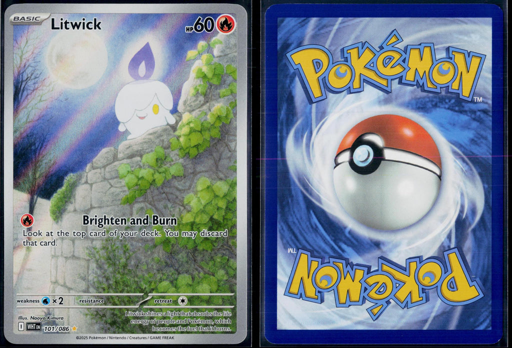 LITWICK 101/086 POKEMON WHITE FLARE HOLO ILLUSTRATION RARE NM