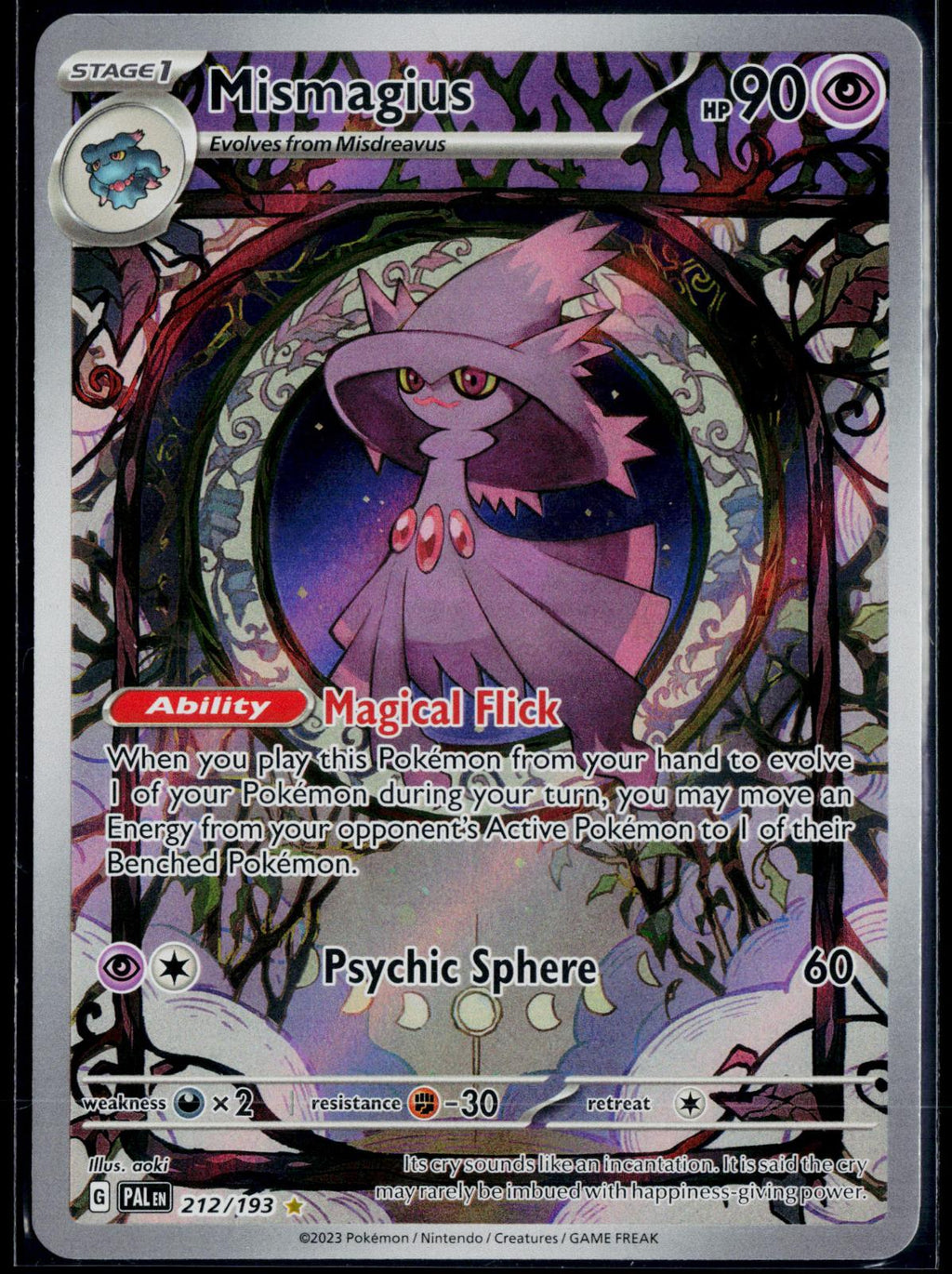 MISMAGIUS 212/193 POKEMON PALDEA EVOLVED ILLUSTRATION RARE NM