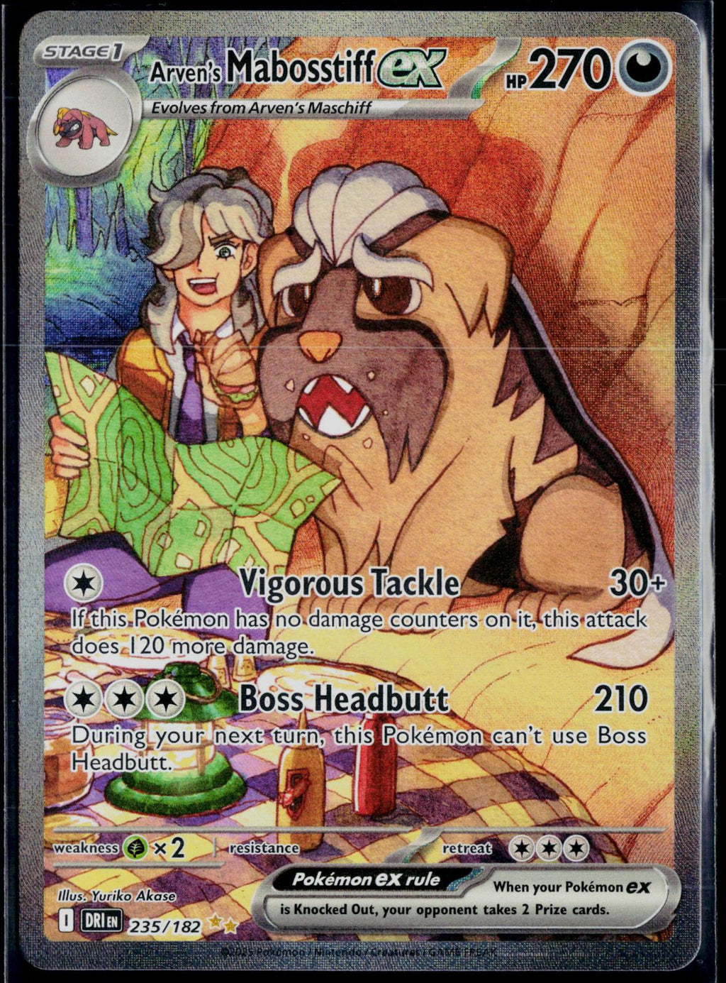 ARVEN'S MABOSSTIFF EX 235/182 POKEMON DESTINED RIVALS HOLO NM