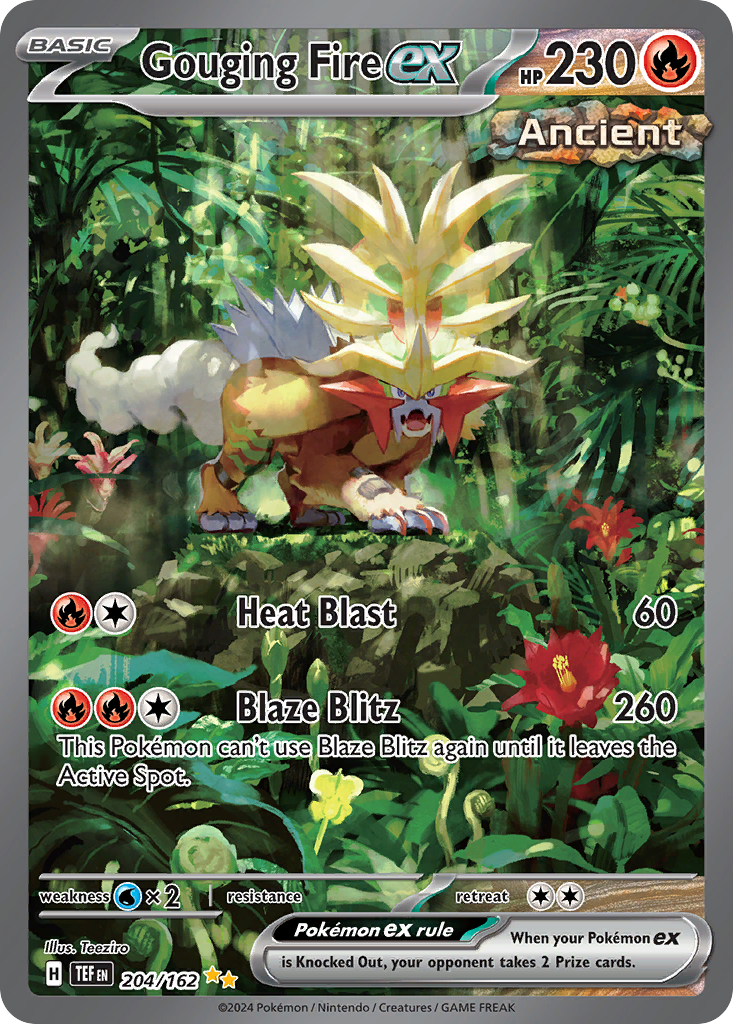 GOUGING FIRE EX 204/162 🐬 POKEMON TEMPORAL FORCES SIR ☀️ HOLO NM/M 🌴