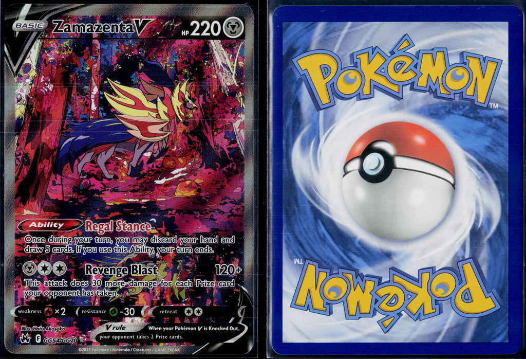 ZAMAZENTA V GG54/GG70 POKEMON CROWN ZENITH GALARIAN GALLERY HOLO V RARE NM