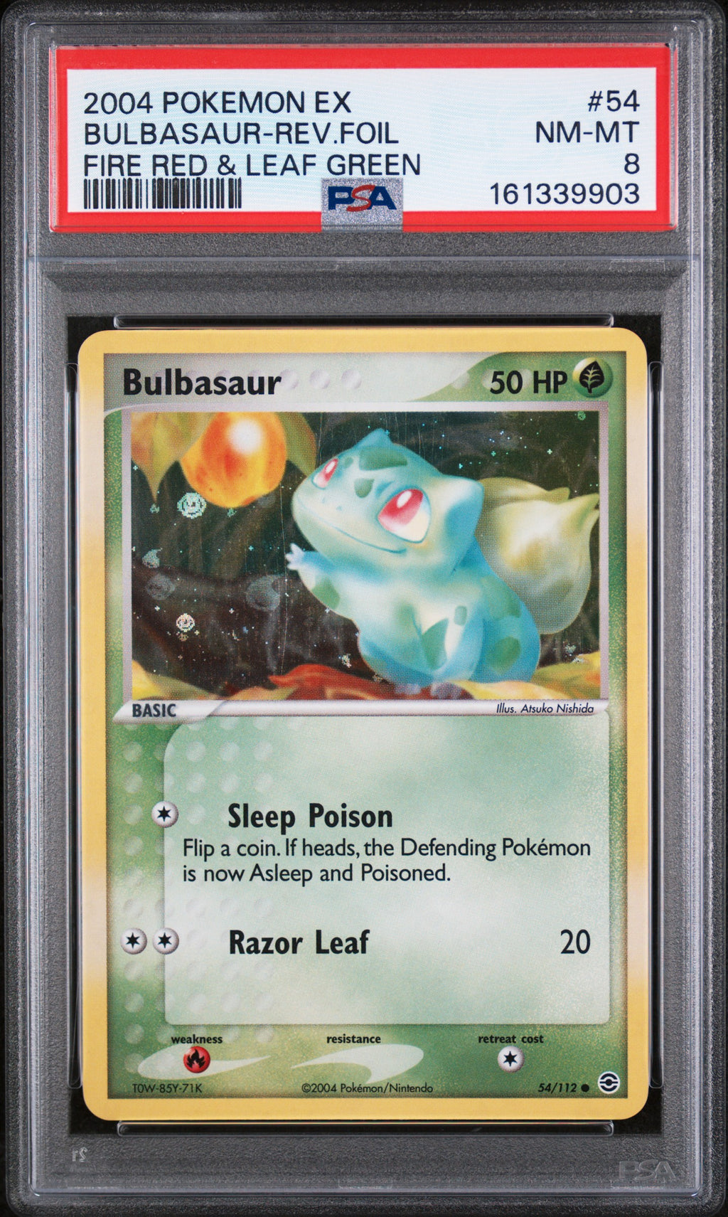 BULBASAUR REVERSE HOLO 54 PSA 8 🥥 POKEMON FIRE RED & LEAF GREEN 🌸 🍍