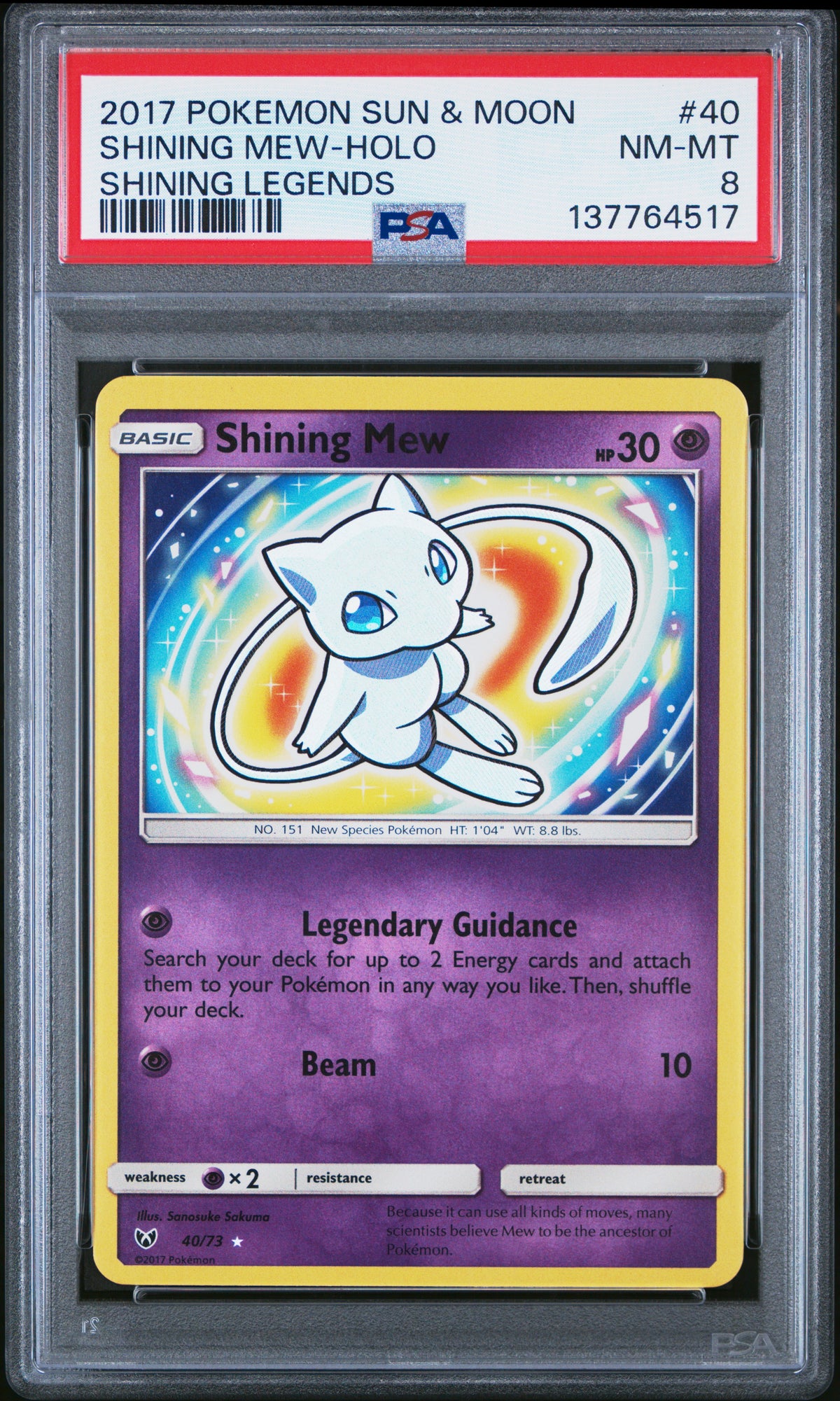 SHINING MEW HOLO 40/73 PSA 8 POKEMON SHINING LEGENDS