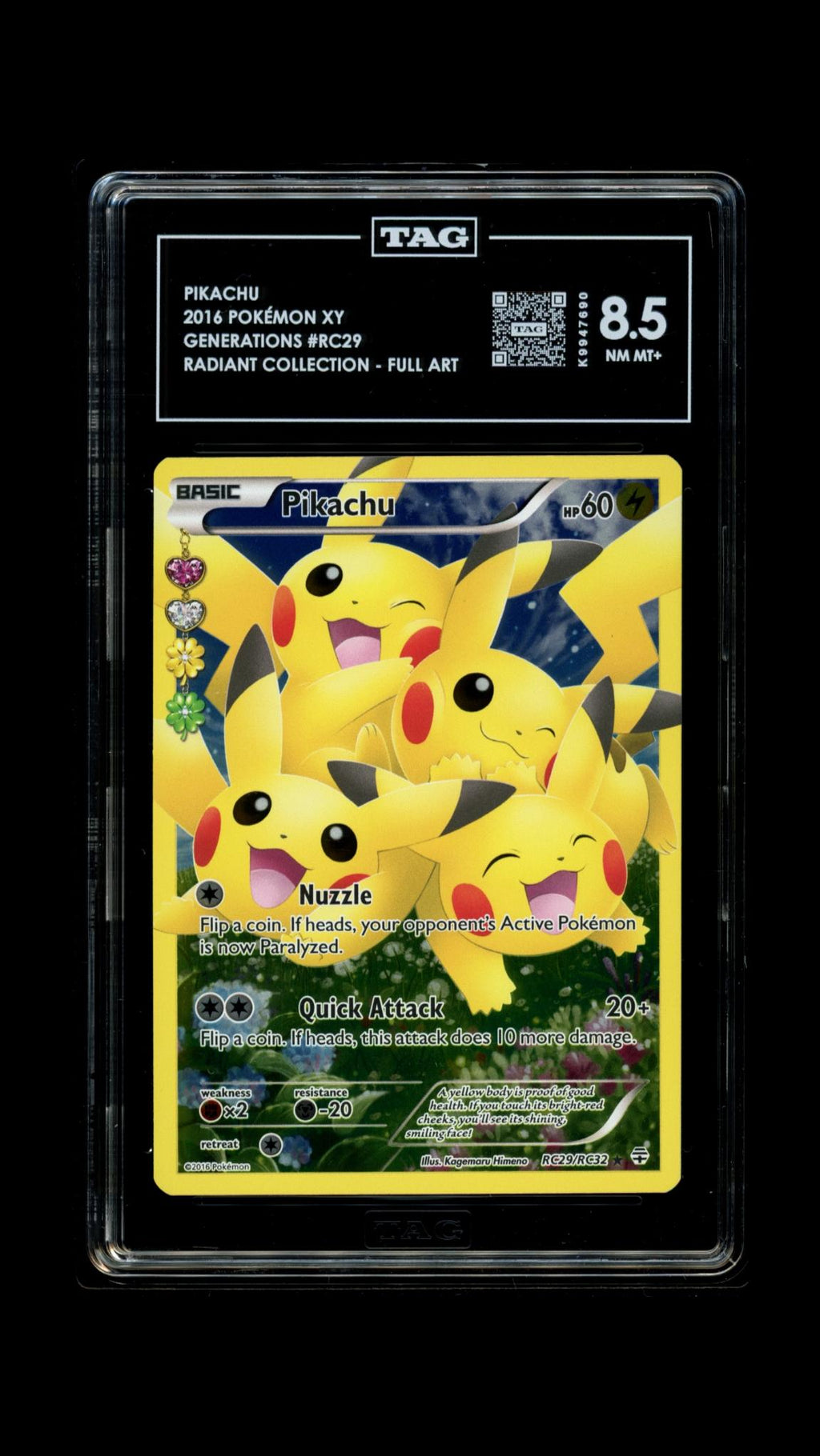 PIKACHU RC29 TAG 8.5 POKEMON FULL ART - ULTRA RARE