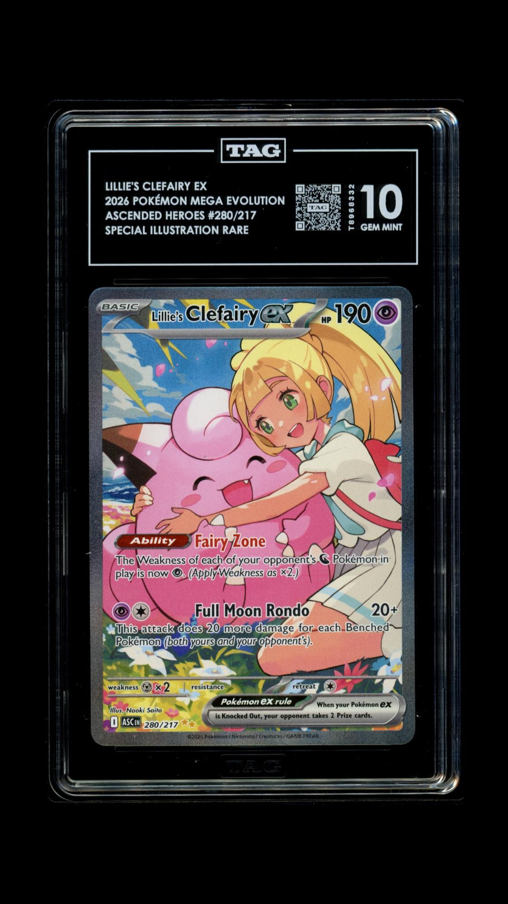 LILLIE'S CLEFAIRY EX 280/217 TAG 10 POKEMON SPECIAL ILLUSTRATION RARE