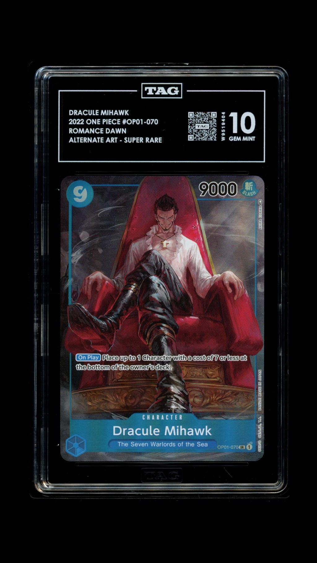 DRACULE MIHAWK OP01-070 TAG 10 ONE PIECE ALTERNATE ART SUPER RARE