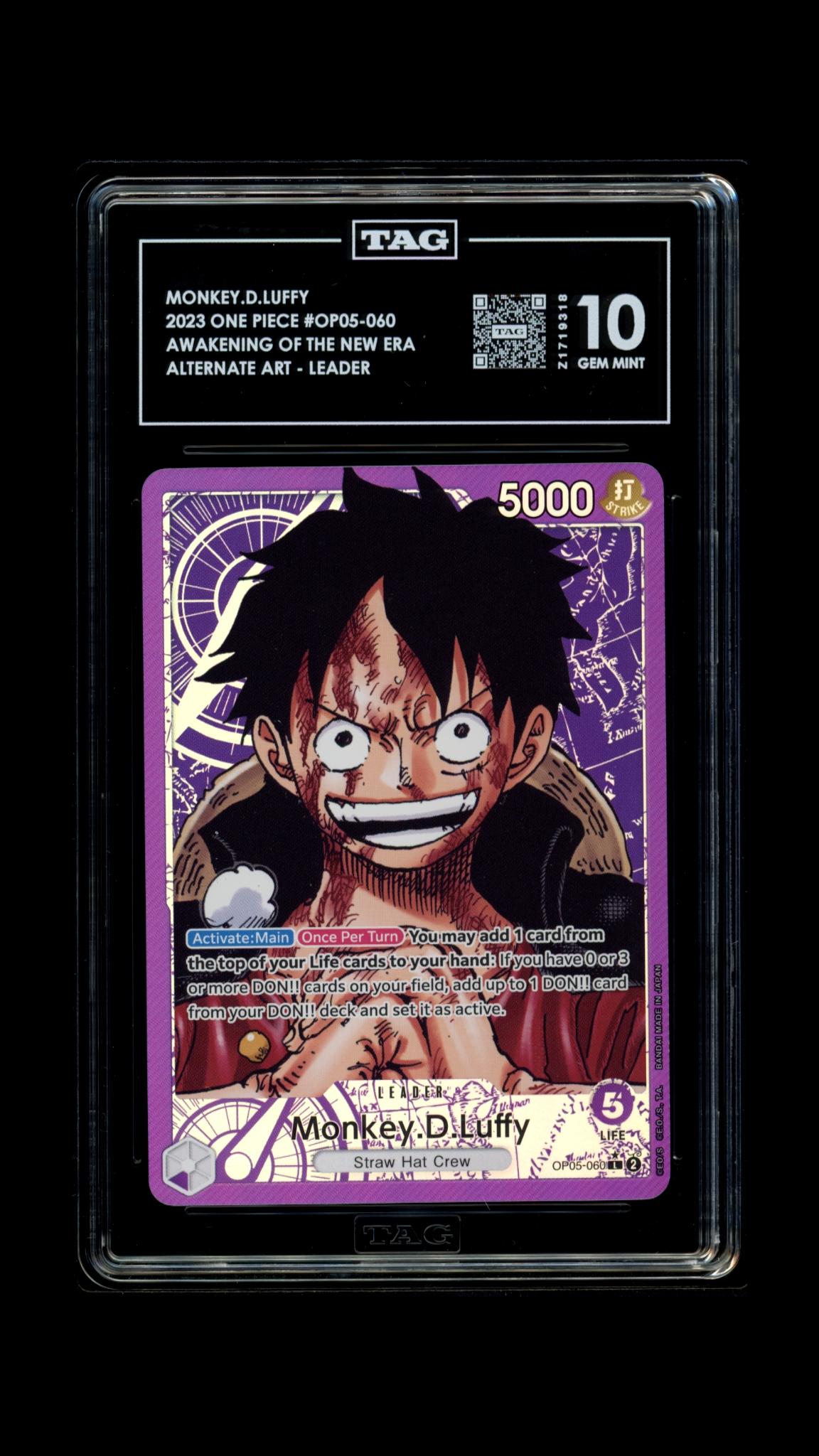 MONKEY.D.LUFFY OP05-060 TAG 10 ONE PIECE ALTERNATE ART LEADER