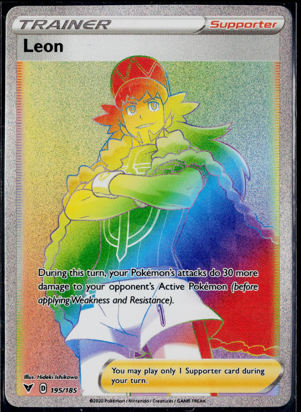 LEON 195/185 POKEMON VIVID VOLTAGE RAINBOW RARE HOLO NM
