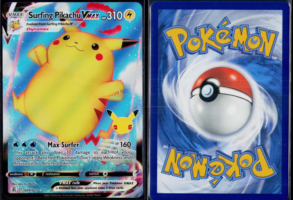 SURFING PIKACHU VMAX 009/025 POKEMON CELEBRATIONS HOLO VMAX RARE NM