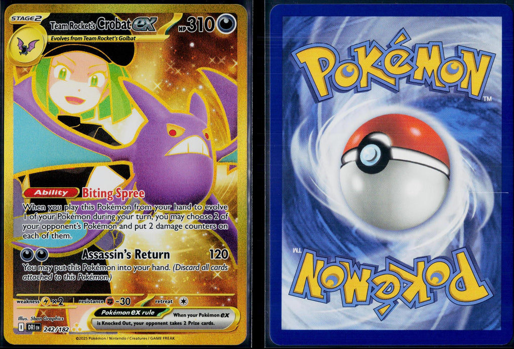 TEAM ROCKET'S CROBAT EX 242/182 🐬 POKEMON DESTINED RIVALS HR ☀️ HOLO NM/M 🌴