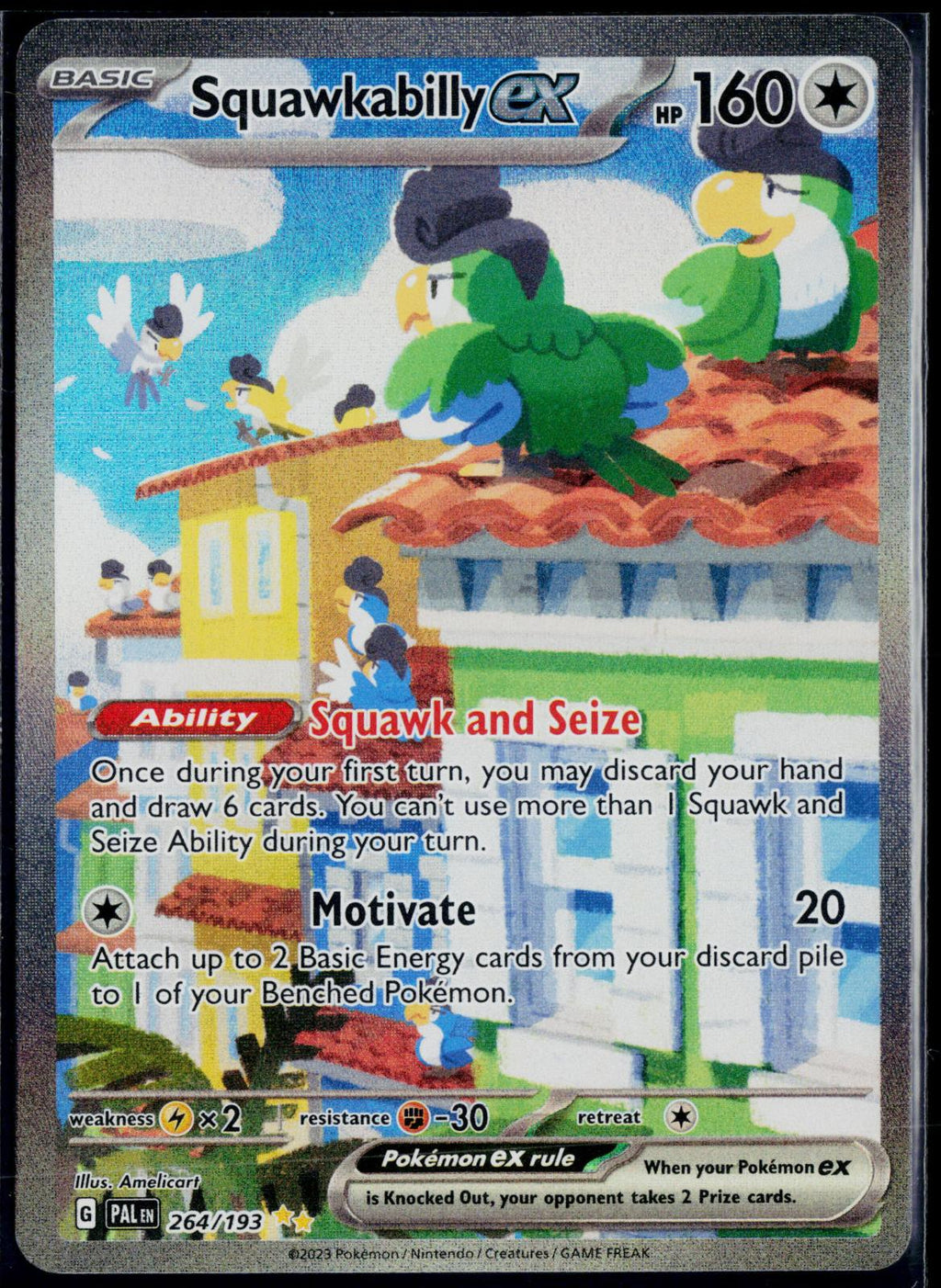 SQUAWKABILLY EX 264/193 POKEMON PALDEA EVOLVED SPECIAL ILLUSTRATION RARE NM