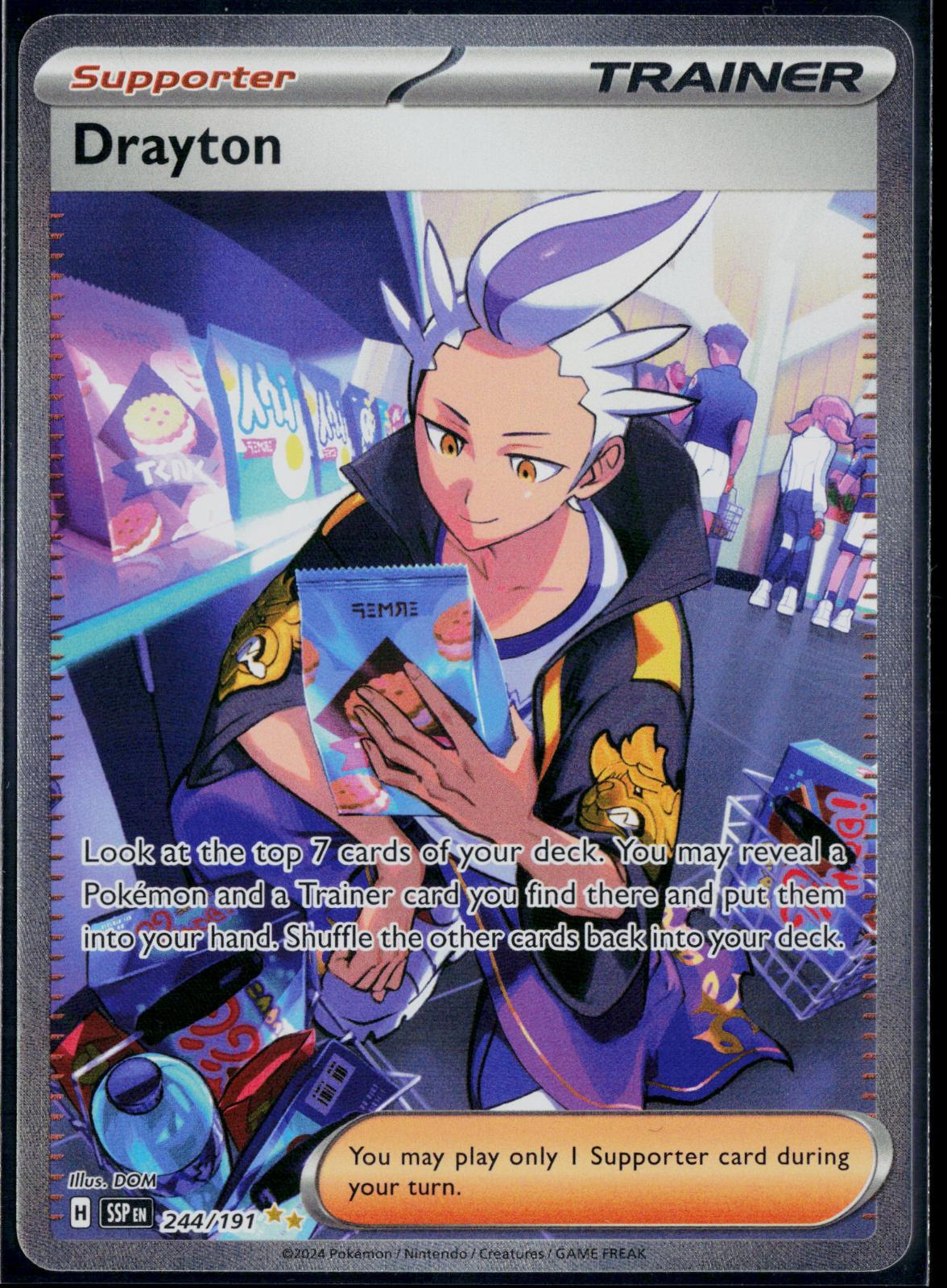DRAYTON 244/191 POKEMON SURGING SPARKS SPECIAL ILLUSTRATION RARE HOLO NM