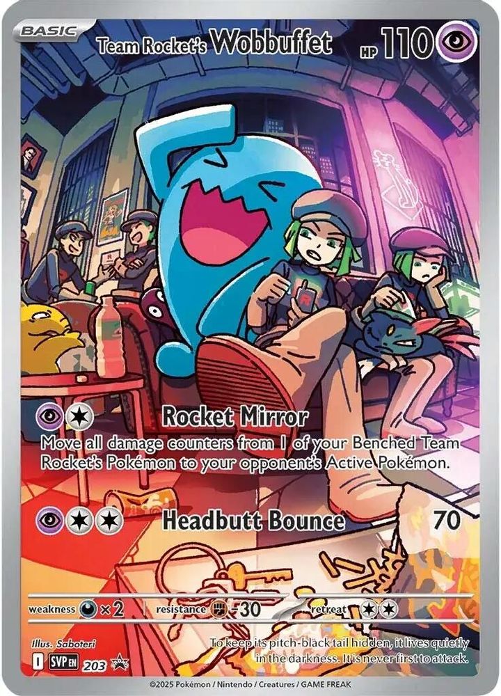 TEAM ROCKET'S WOBBUFFET 203 🐬 POKEMON SCARLET & VIOLET PROMO HOLO P ☀️ NM/M 🌴