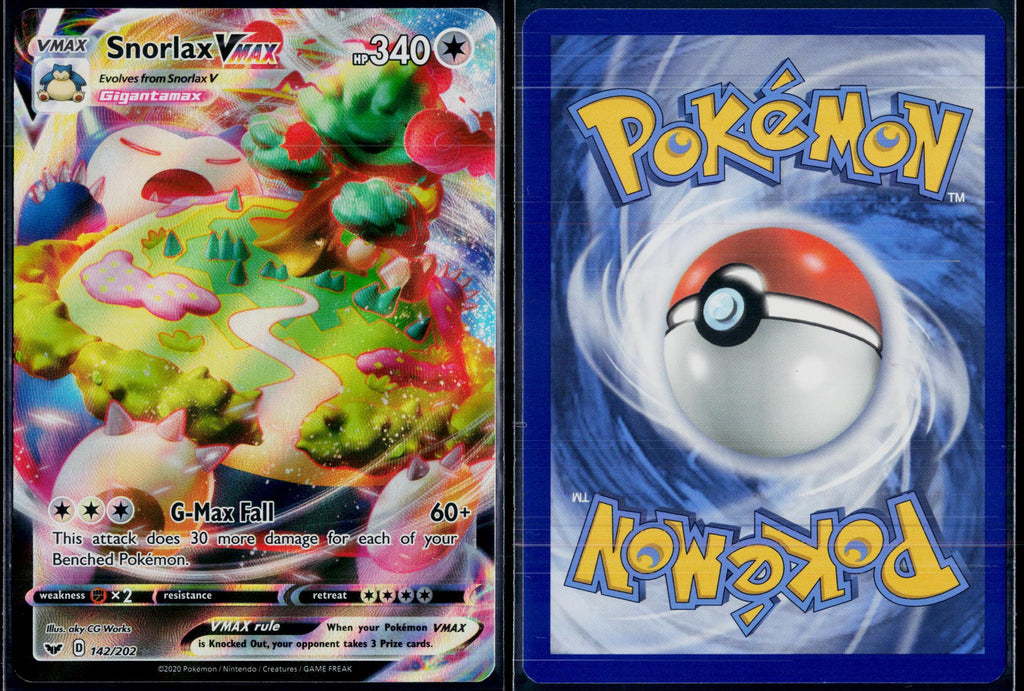 SNORLAX VMAX 142/202 POKEMON SWORD & SHIELD HOLO VMAX RARE NM