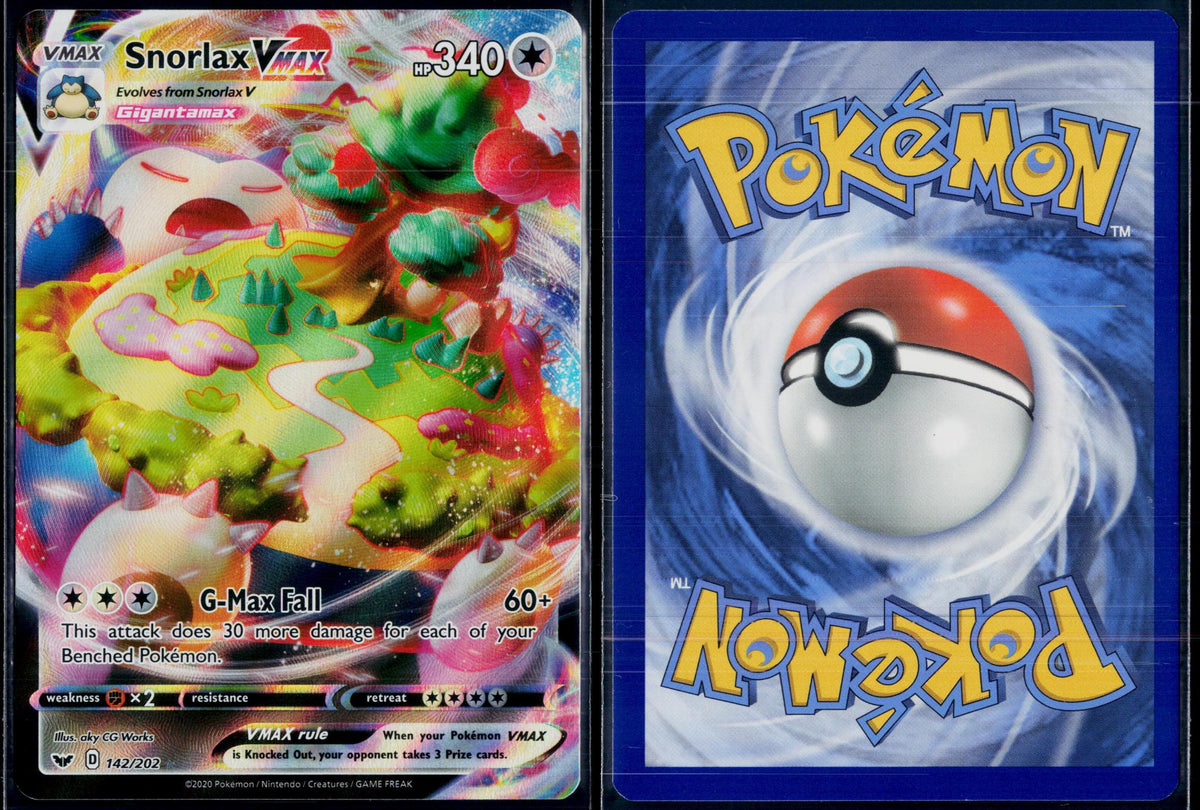 SNORLAX VMAX 142/202 POKEMON SWORD & SHIELD HOLO VMAX RARE NM