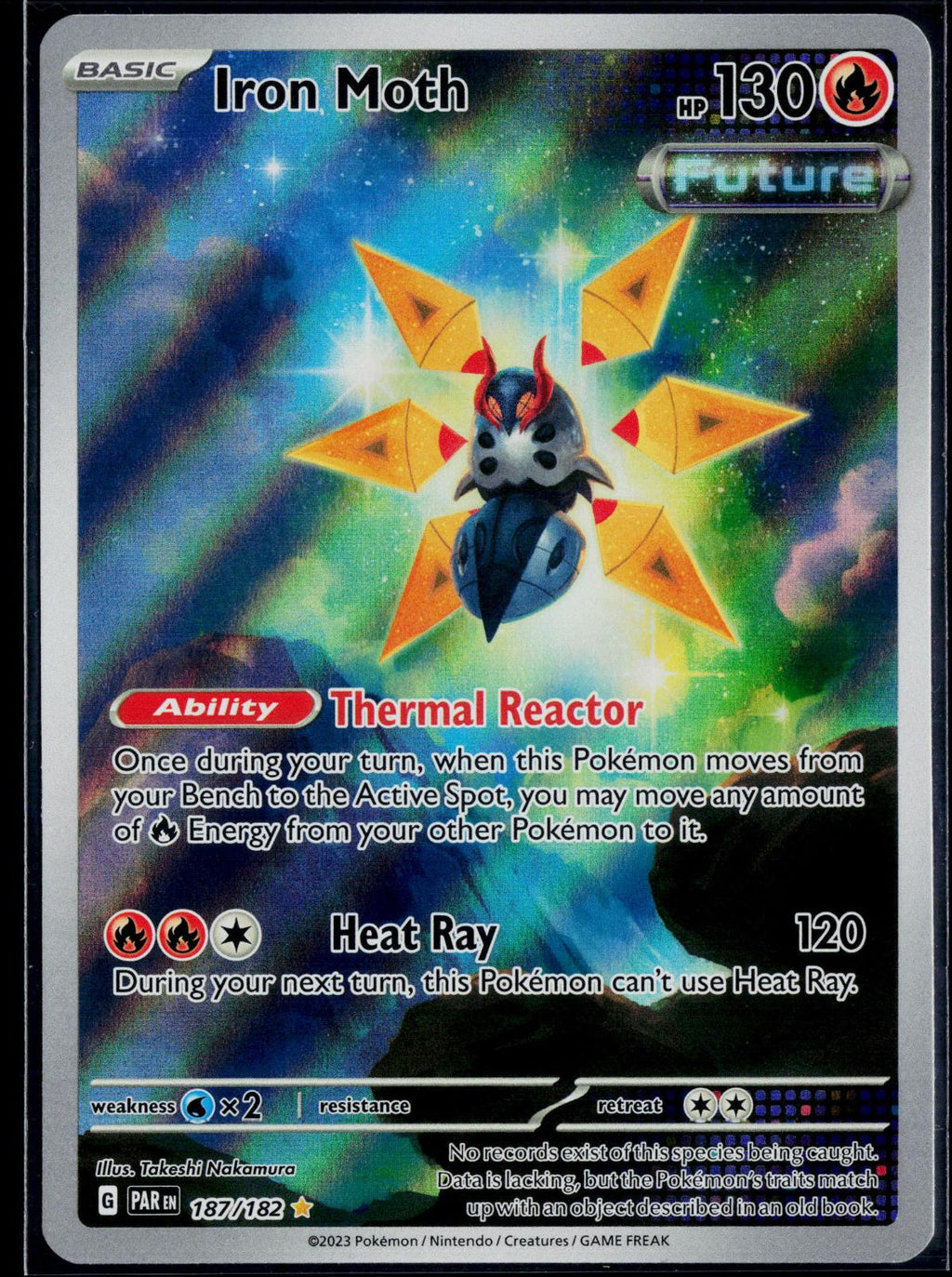 IRON MOTH 187/182 POKEMON PARADOX RIFT ILLUSTRATION RARE NM