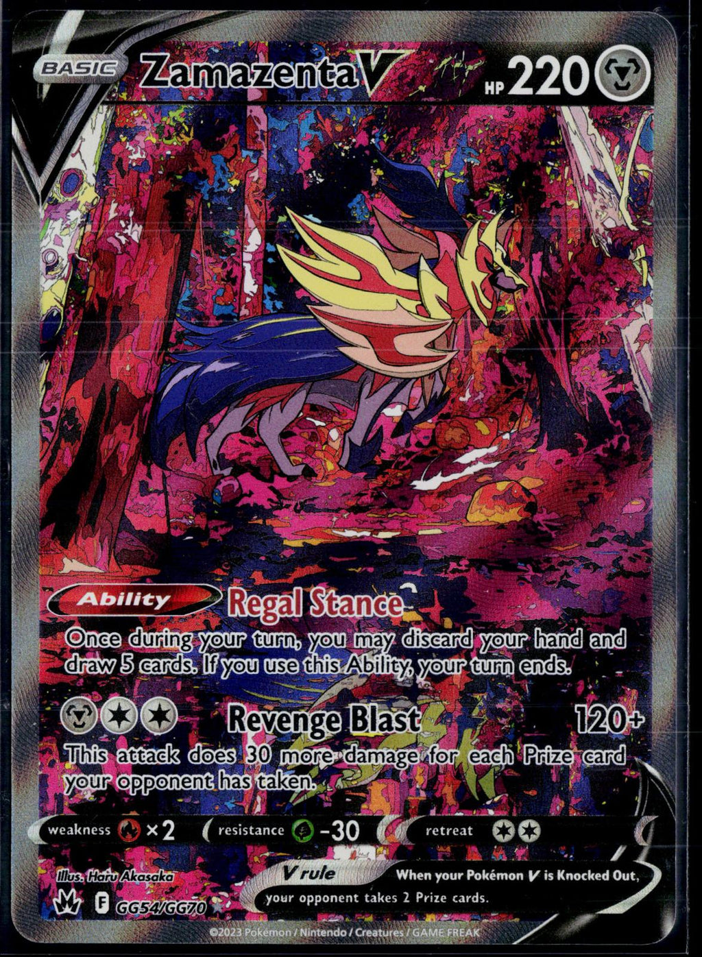 ZAMAZENTA V GG54/GG70 POKEMON CROWN ZENITH GALARIAN GALLERY HOLO V RARE NM