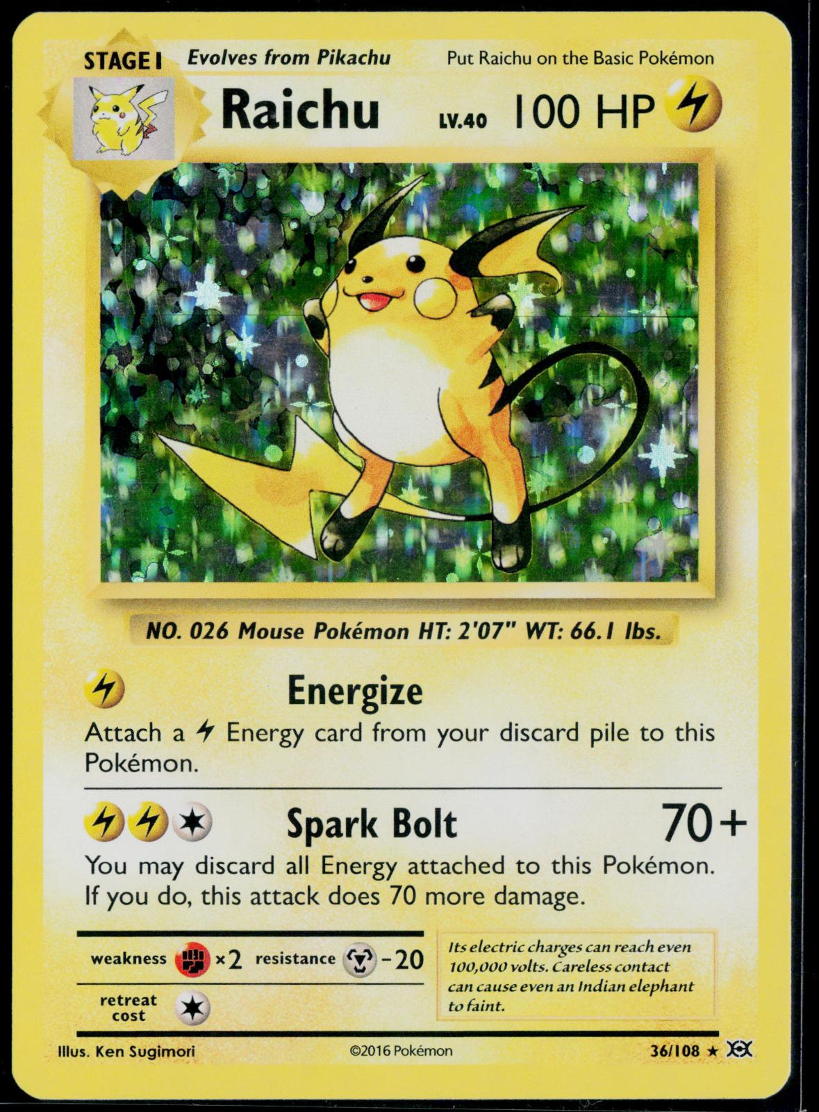 RAICHU 36/108 POKEMON EVOLUTIONS HOLO R LP