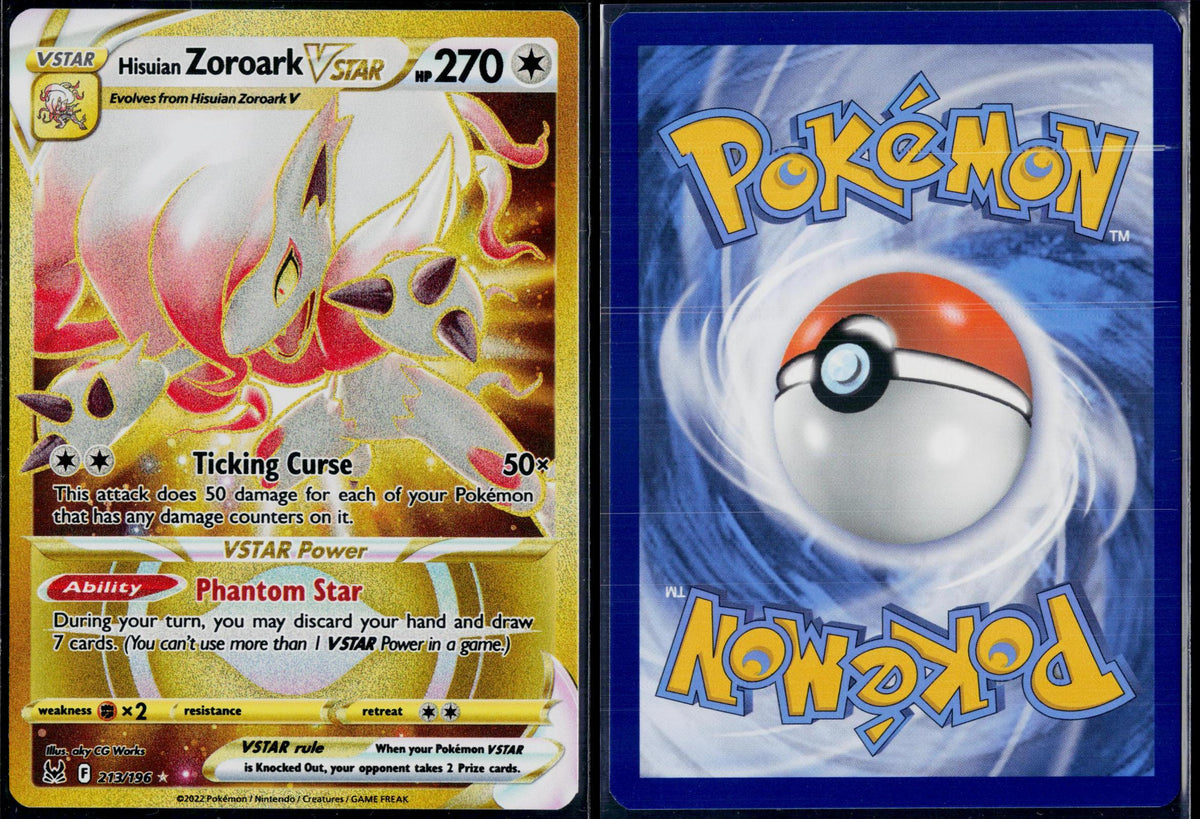 HISUIAN ZOROARK VSTAR 213/196 POKEMON LOST ORIGIN SEC HOLO NM