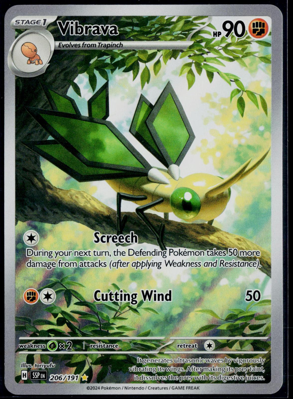 VIBRAVA 206/191 POKEMON SURGING SPARKS ILLUSTRATION RARE NM