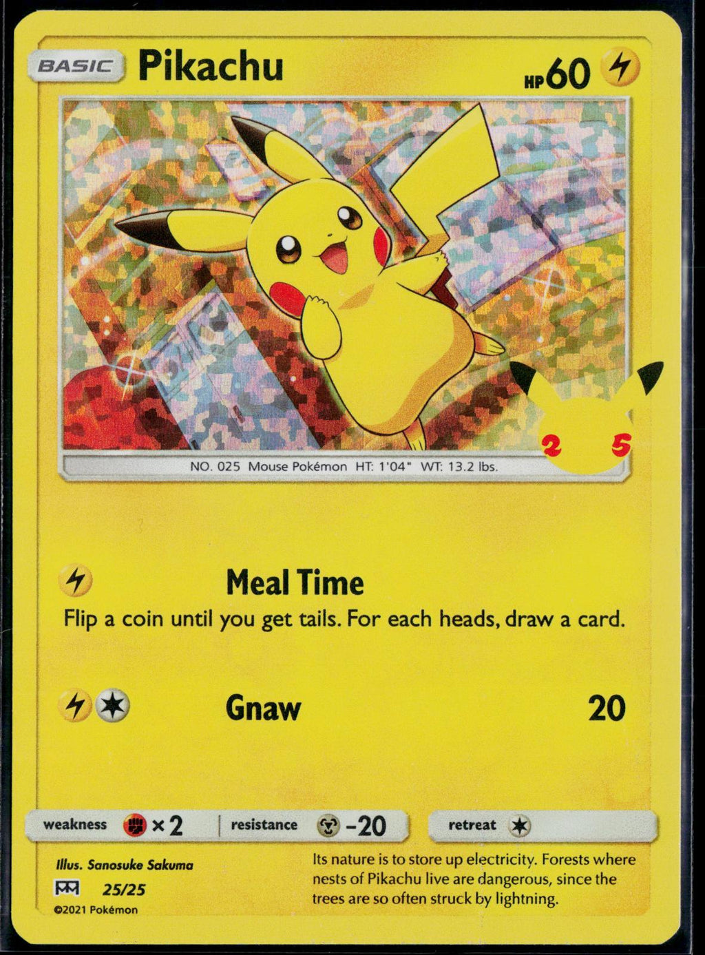 PIKACHU 025/025 POKEMON MCDONALD'S 25TH ANNIVERSARY PROMOS P HOLO NM