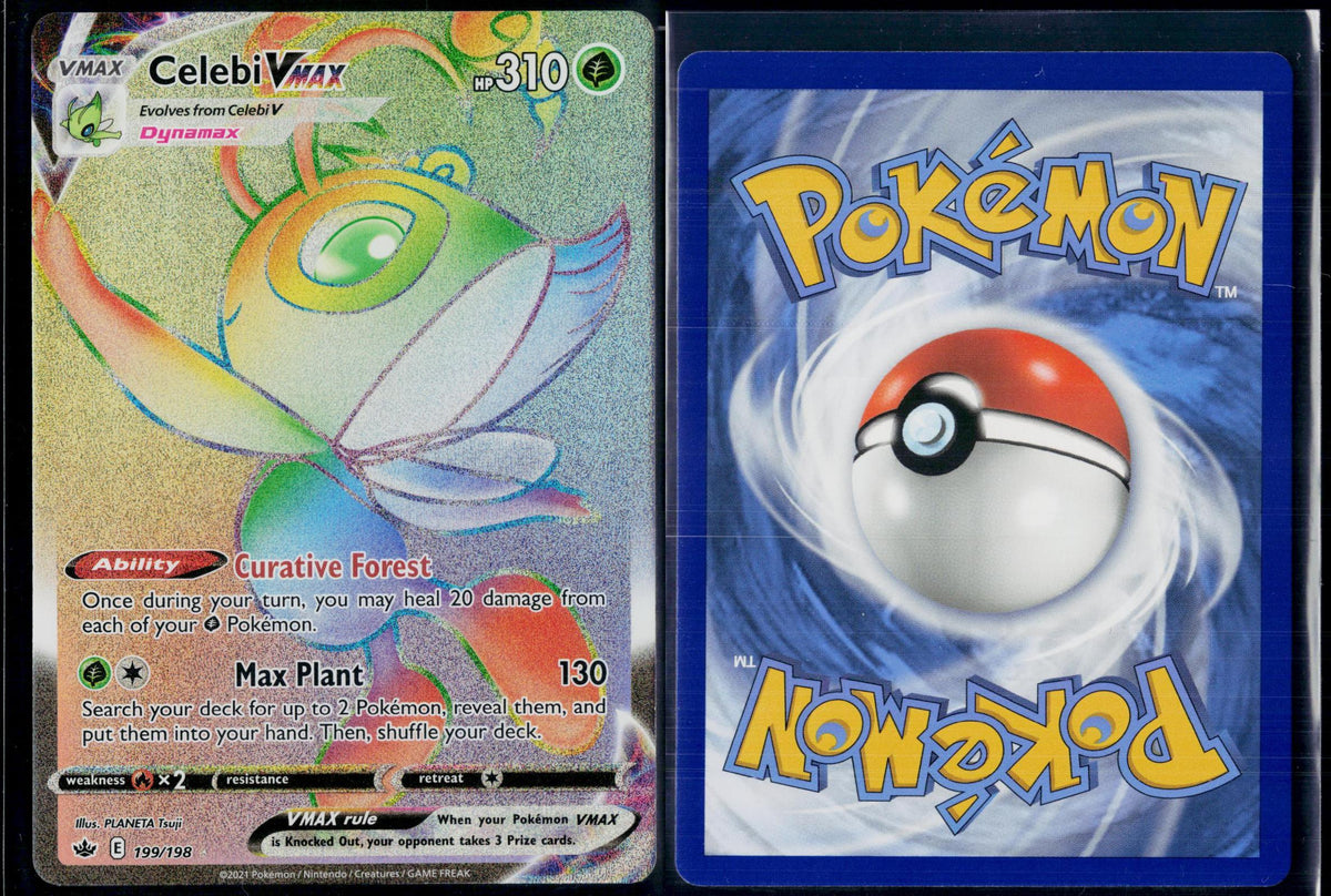 CELEBI VMAX 199/198 POKEMON CHILLING REIGN RAINBOW RARE HOLO NM