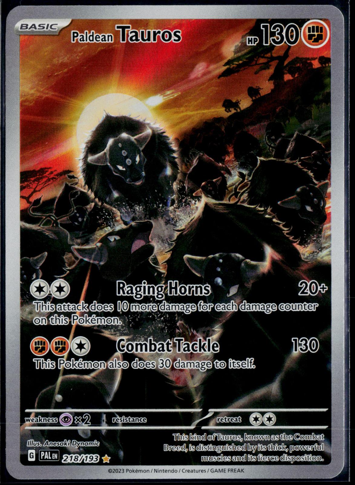 PALDEAN TAUROS 218/193 POKEMON PALDEA EVOLVED ILLUSTRATION RARE NM