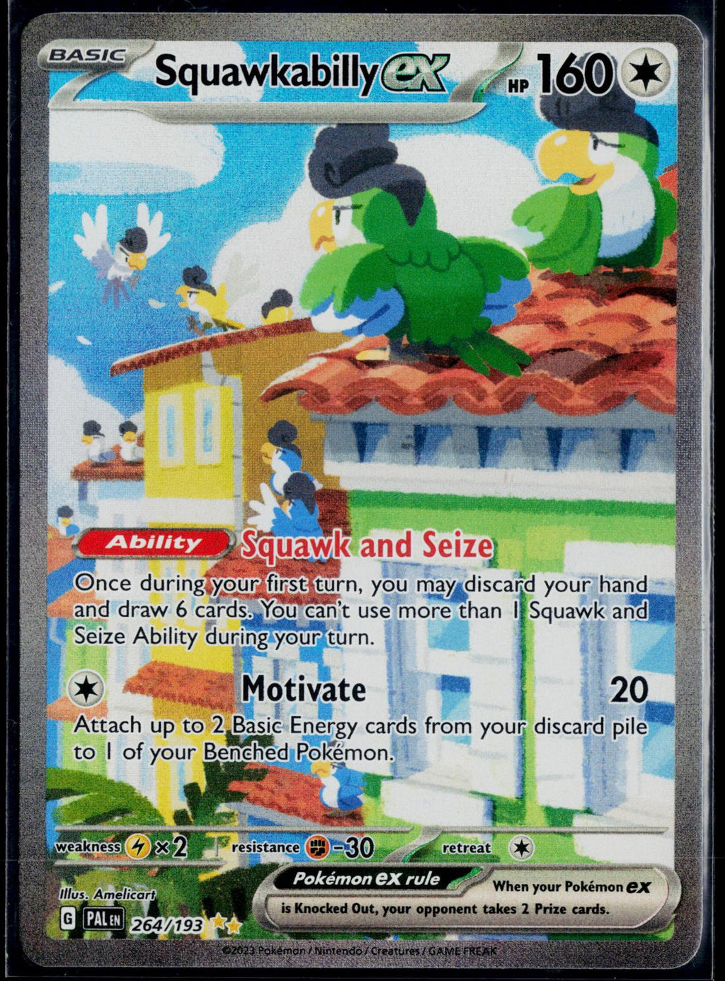 SQUAWKABILLY EX 264/193 POKEMON PALDEA EVOLVED SPECIAL ILLUSTRATION RARE NM