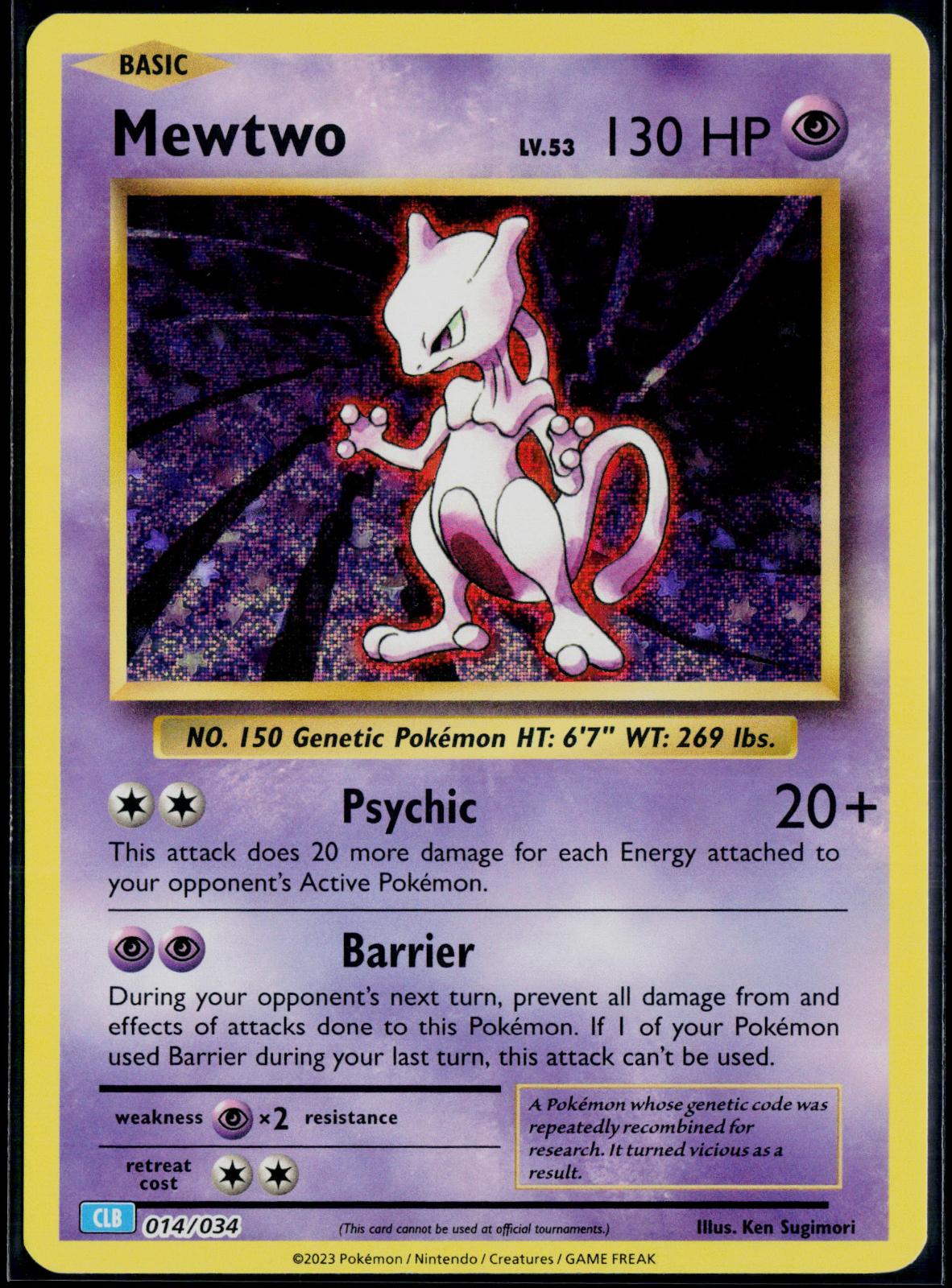 MEWTWO 014/034 POKEMON TRADING CARD GAME CLASSIC HOLO CLASSIC COLLECTION NM
