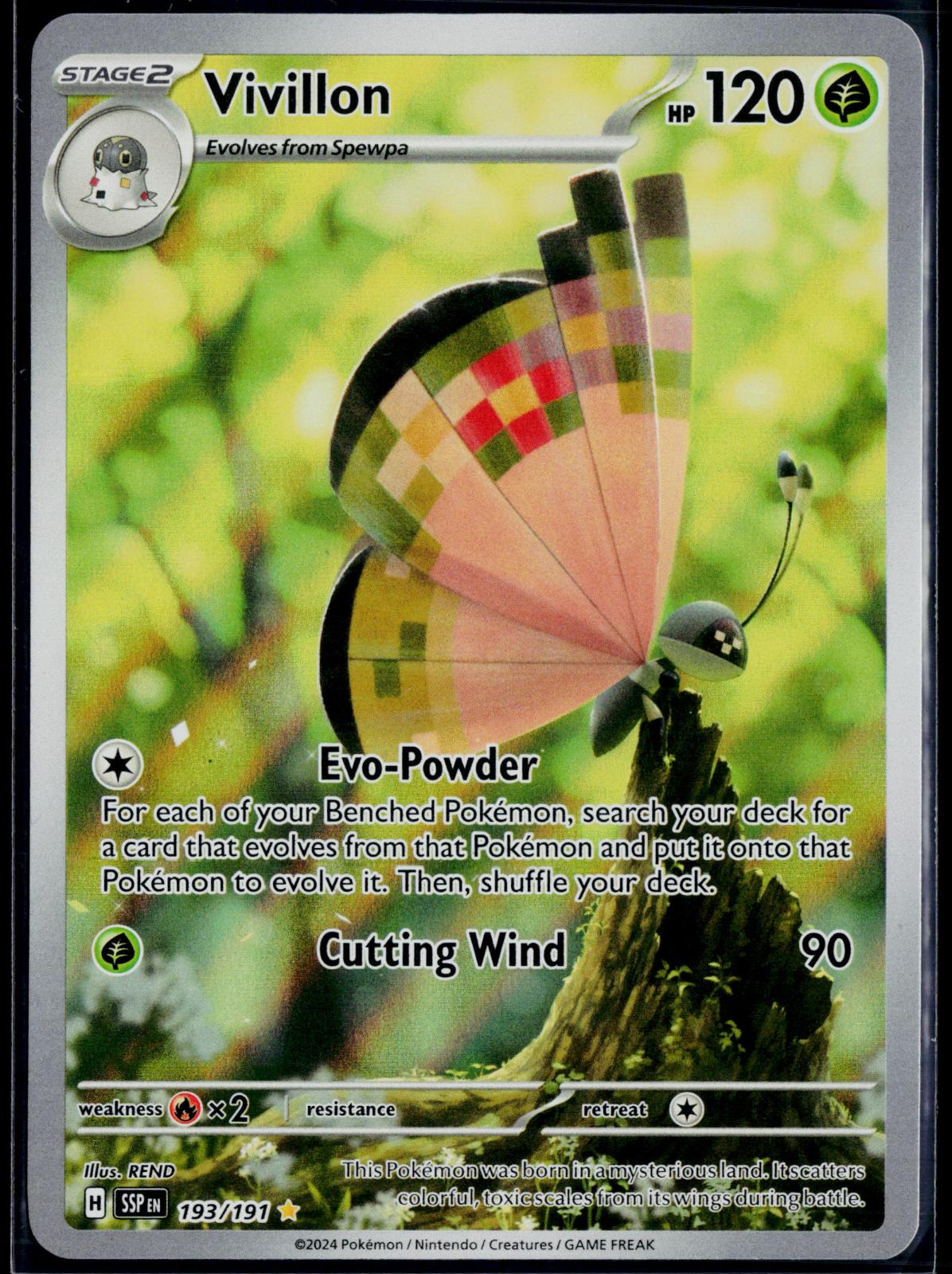 VIVILLON 193/191 POKEMON SURGING SPARKS ILLUSTRATION RARE NM