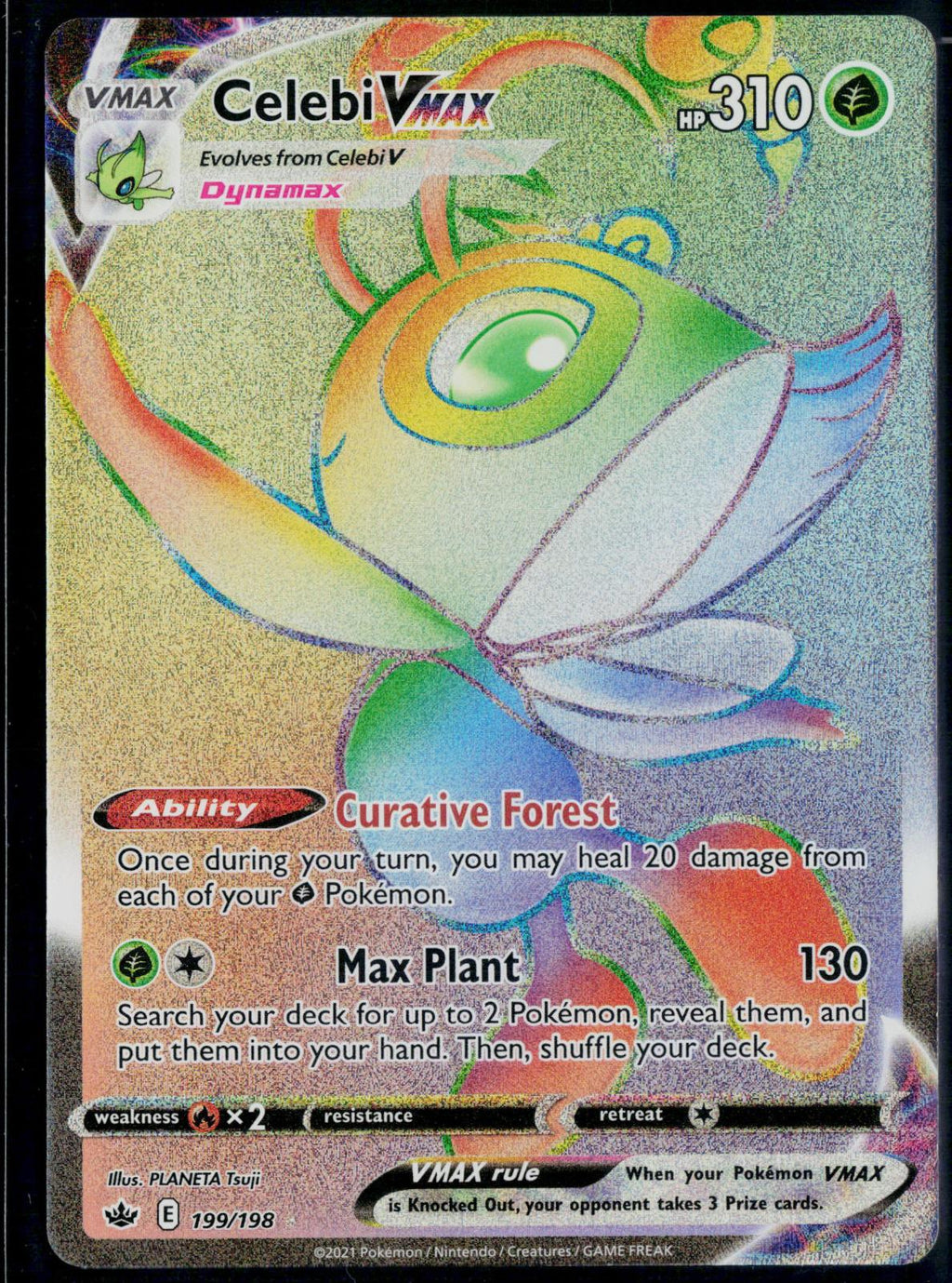 CELEBI VMAX 199/198 POKEMON CHILLING REIGN RAINBOW RARE HOLO NM