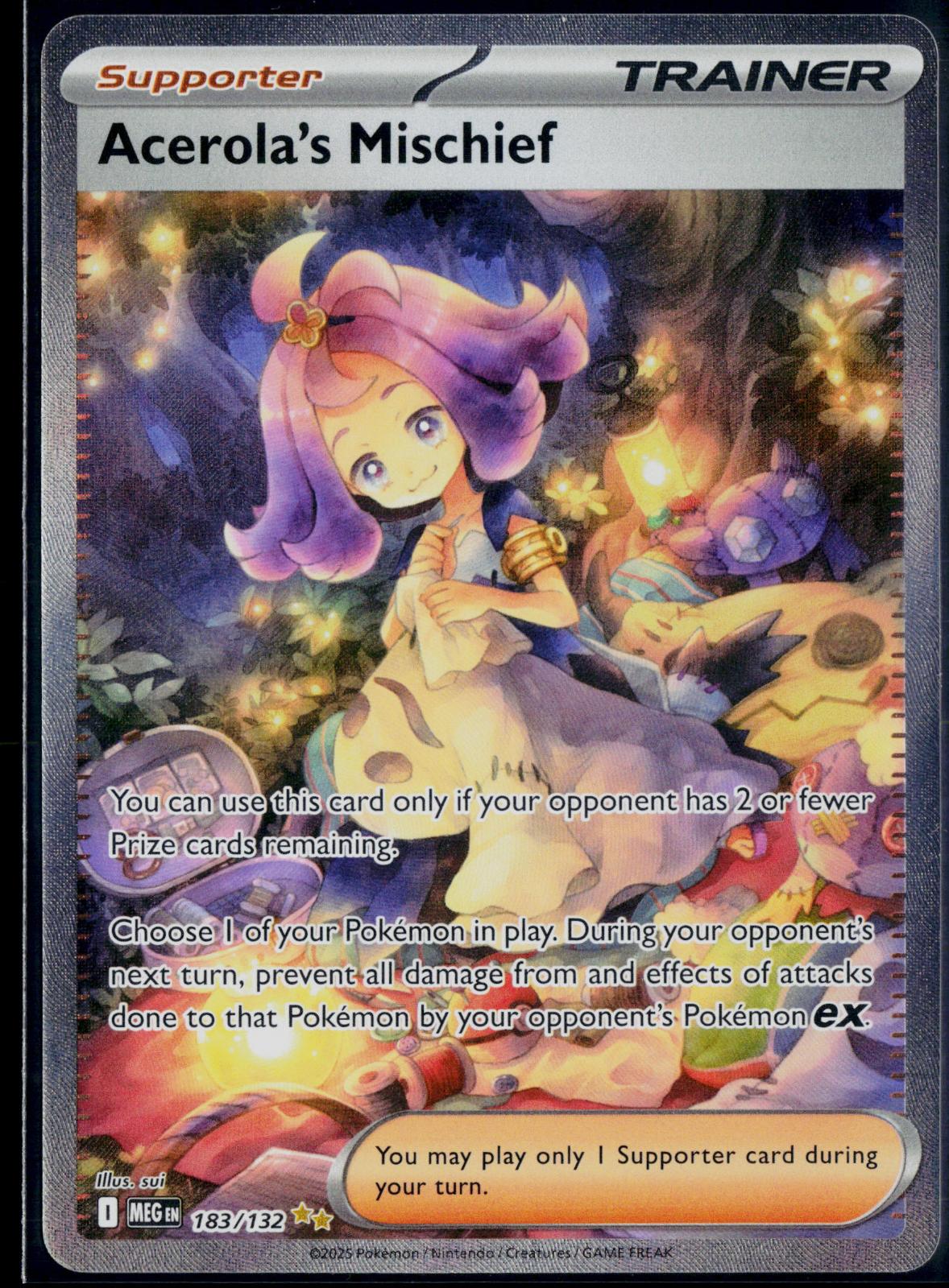ACEROLA'S MISCHIEF 183/132 🐬 POKEMON MEGA EVOLUTION SIR ☀️ HOLO NM/M 🌴