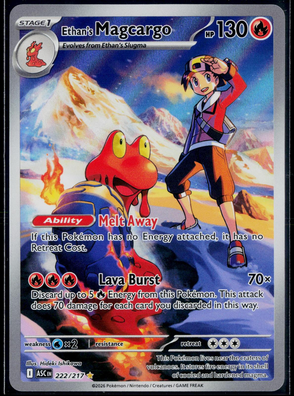 ETHAN'S MAGCARGO 222/217 🐬 POKEMON ASCENDED HEROES IR ☀️ HOLO NM/M 🌴