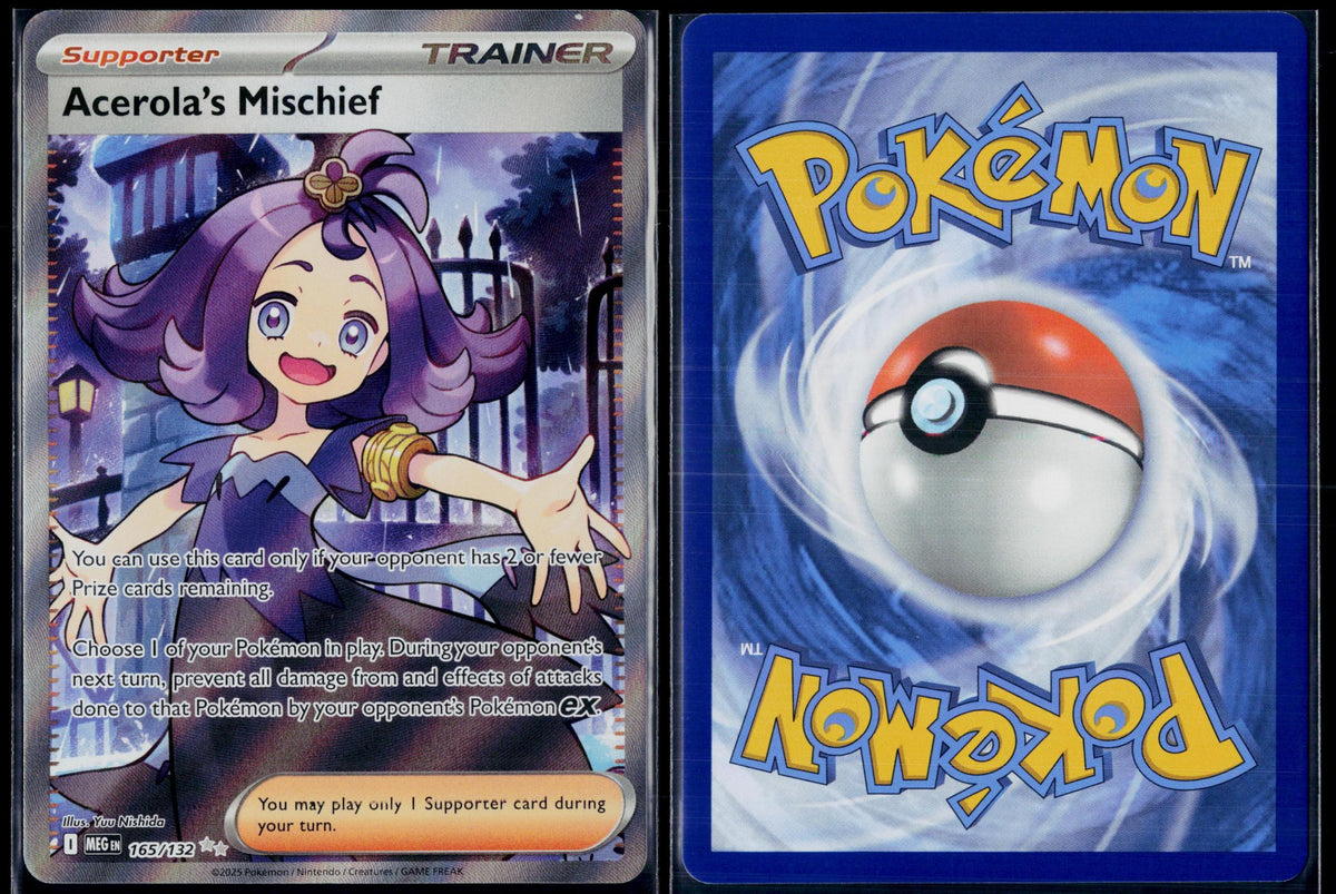 ACEROLA'S MISCHIEF 165/132 POKEMON MEGA EVOLUTION ULTRA RARE HOLO NM