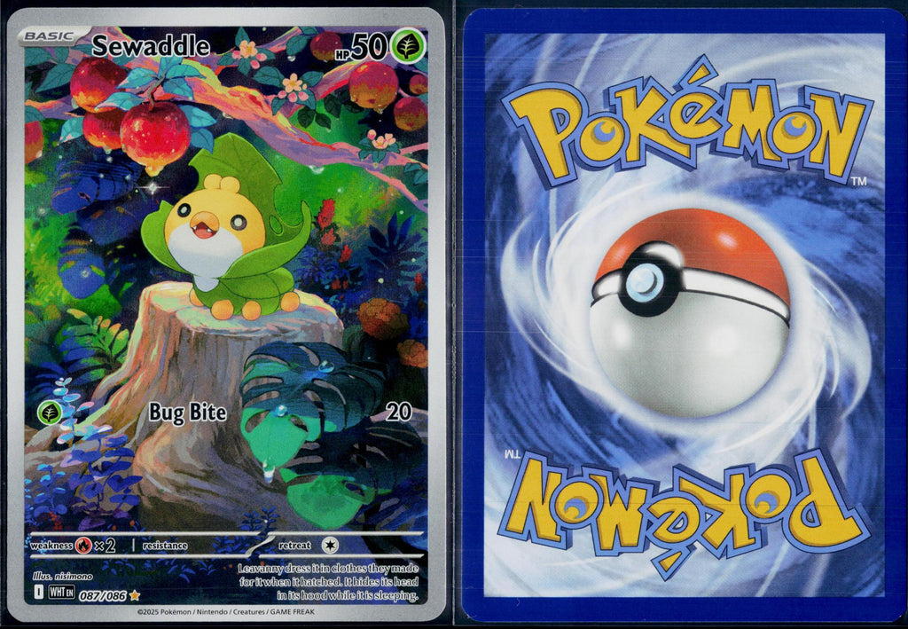 SEWADDLE 087/086 🐬 POKEMON WHITE FLARE IR ☀️ HOLO NM/M 🌴
