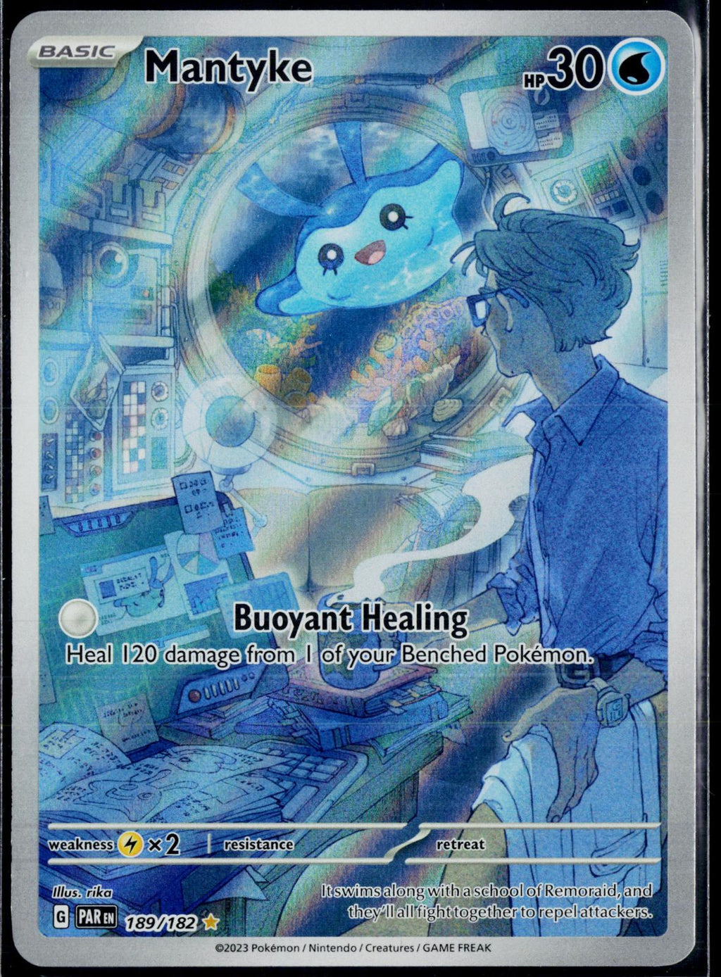 MANTYKE 189/182 POKEMON PARADOX RIFT ILLUSTRATION RARE HOLO NM