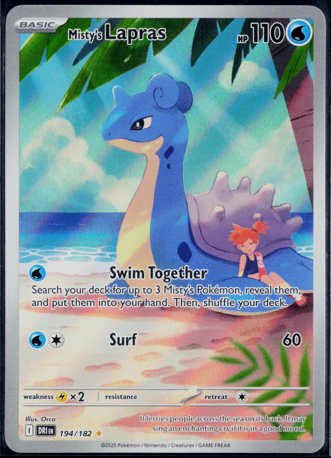 MISTY'S LAPRAS 194/182 🐬 POKEMON DESTINED RIVALS IR ☀️ HOLO NM/M 🌴