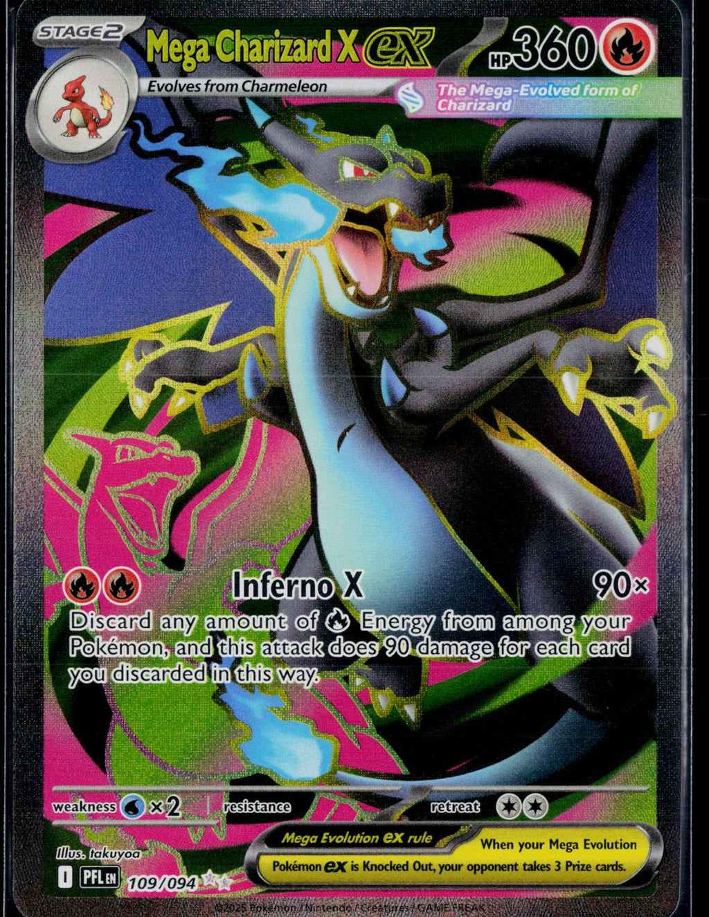 MEGA CHARIZARD X EX 109/094 POKEMON PHANTASMAL FLAMES ULTRA RARE HOLO NM